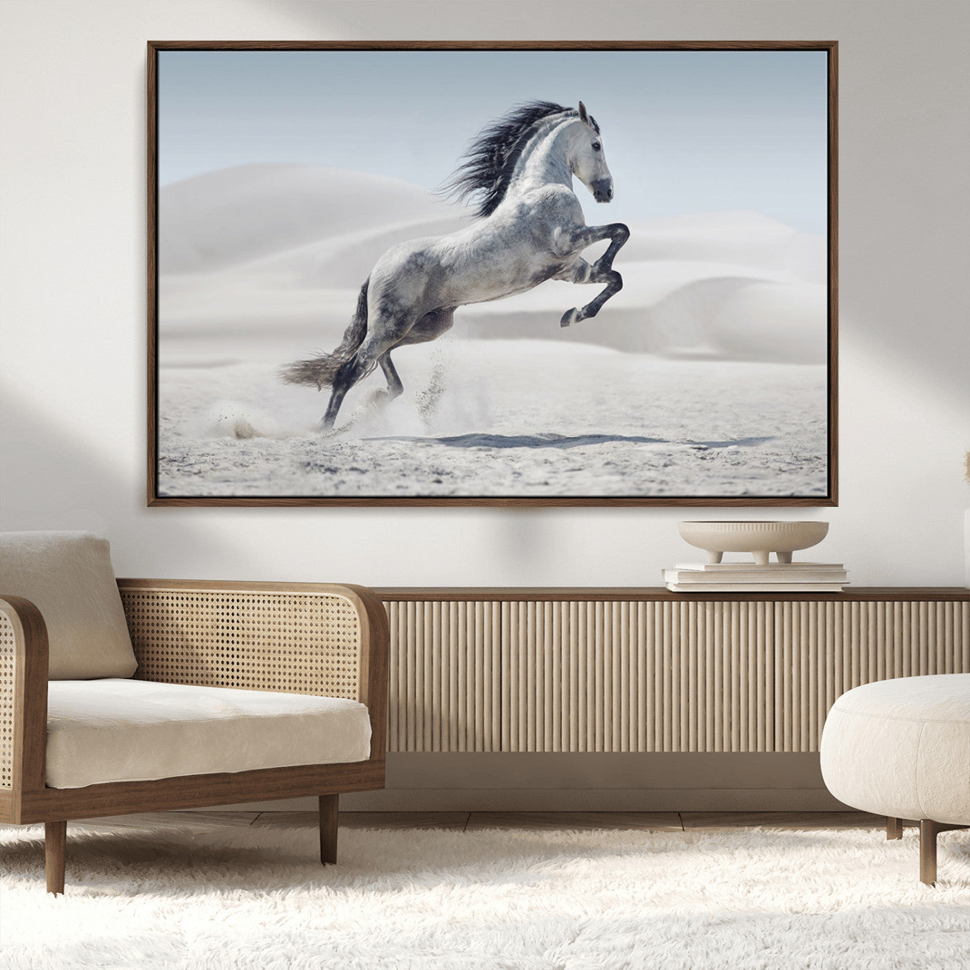 MGV-FC-36X24 - Prancing Horse on Dessert Large Wall Art Animal Canvas Print