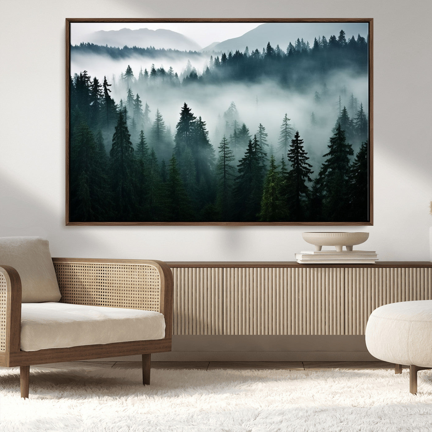 MGV-FC-36X24 - Captivating Misty Forest Wall Art Canvas, Premium Canvas Print a Foggy and Serene Atmosphere