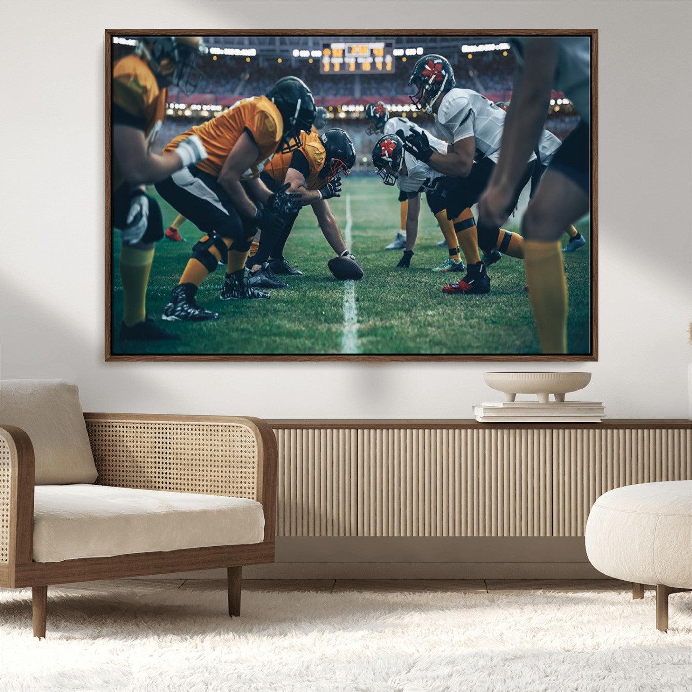 83227-MGV-FC-36X24_Walnut-American Football Playing Wall Art Canvas Print
