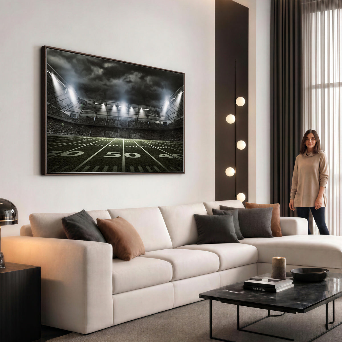 90107-MGV-CV-36X24 - American Football Stadium Wall Art Canvas Print, Stadium Sport Wall Art Print