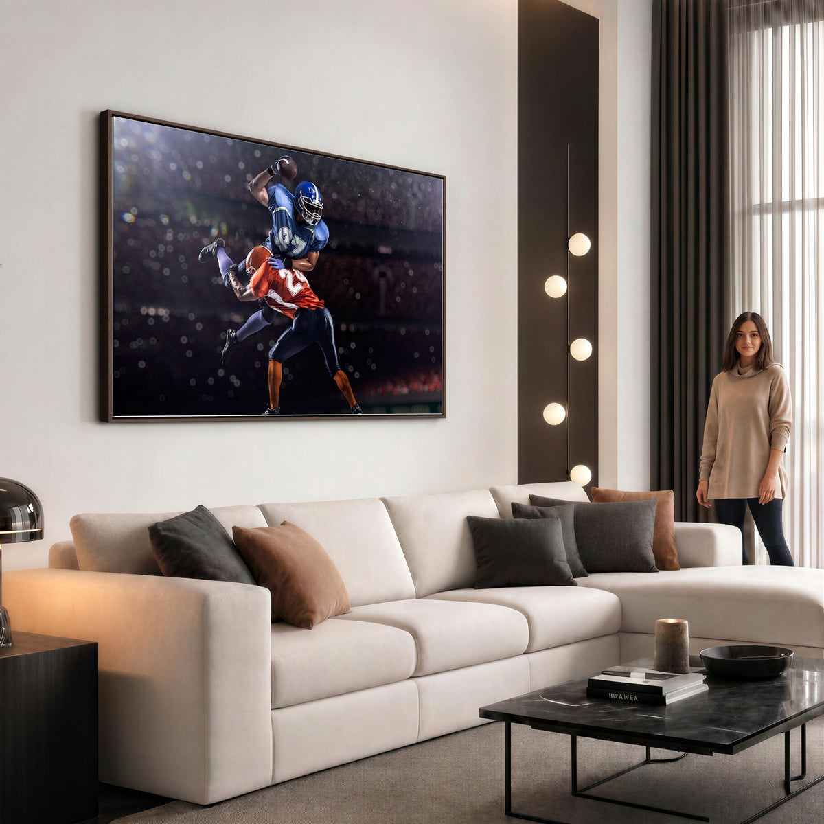 76491-MGV-CV-36X24 - American Football Wall Art Canvas Print, Stadium Sport Wall Art Print