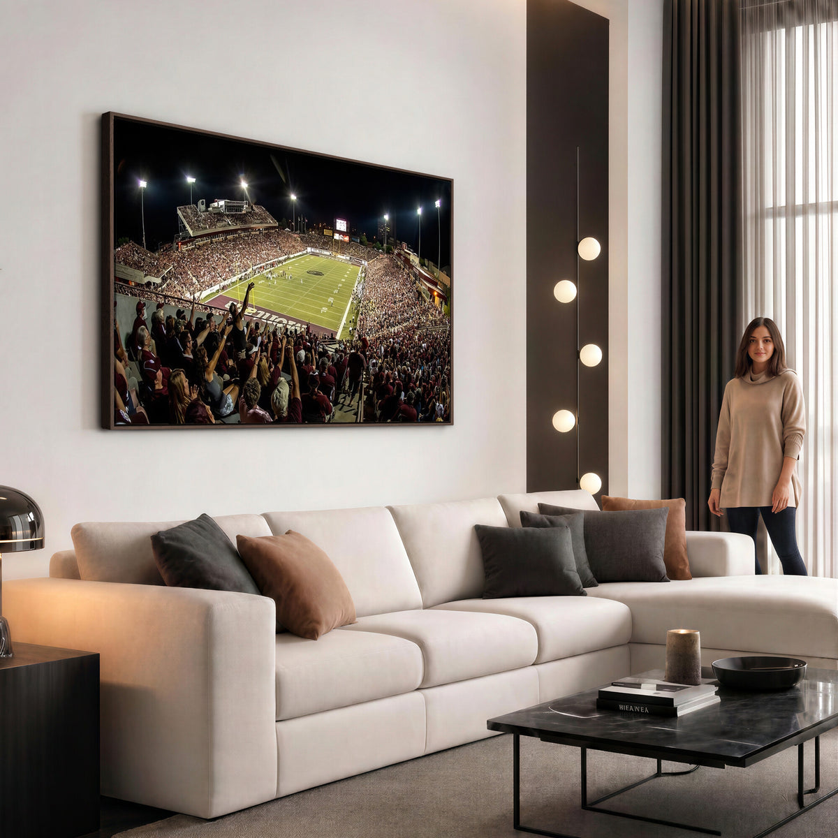 94126-MGV-CV-36X24 - Washington-Grizzly Stadium Canvas Wall Art | Exciting Game Night Atmosphere in Panoramic View