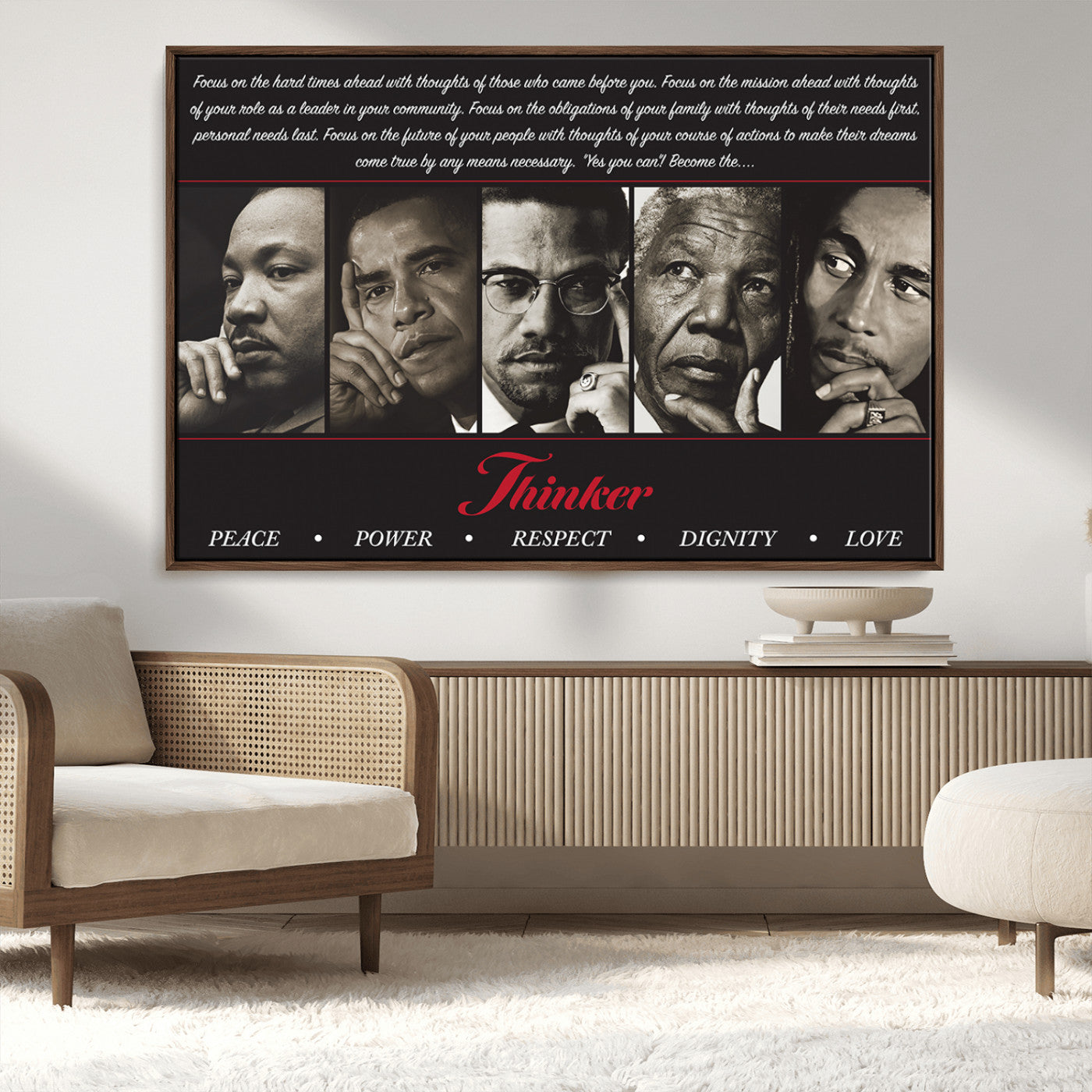 MGV-FC-36X24 - Thinkers of Wall Art Canvas Print - Inspirational Wall Art Featuring Icons of Peace, Power, and