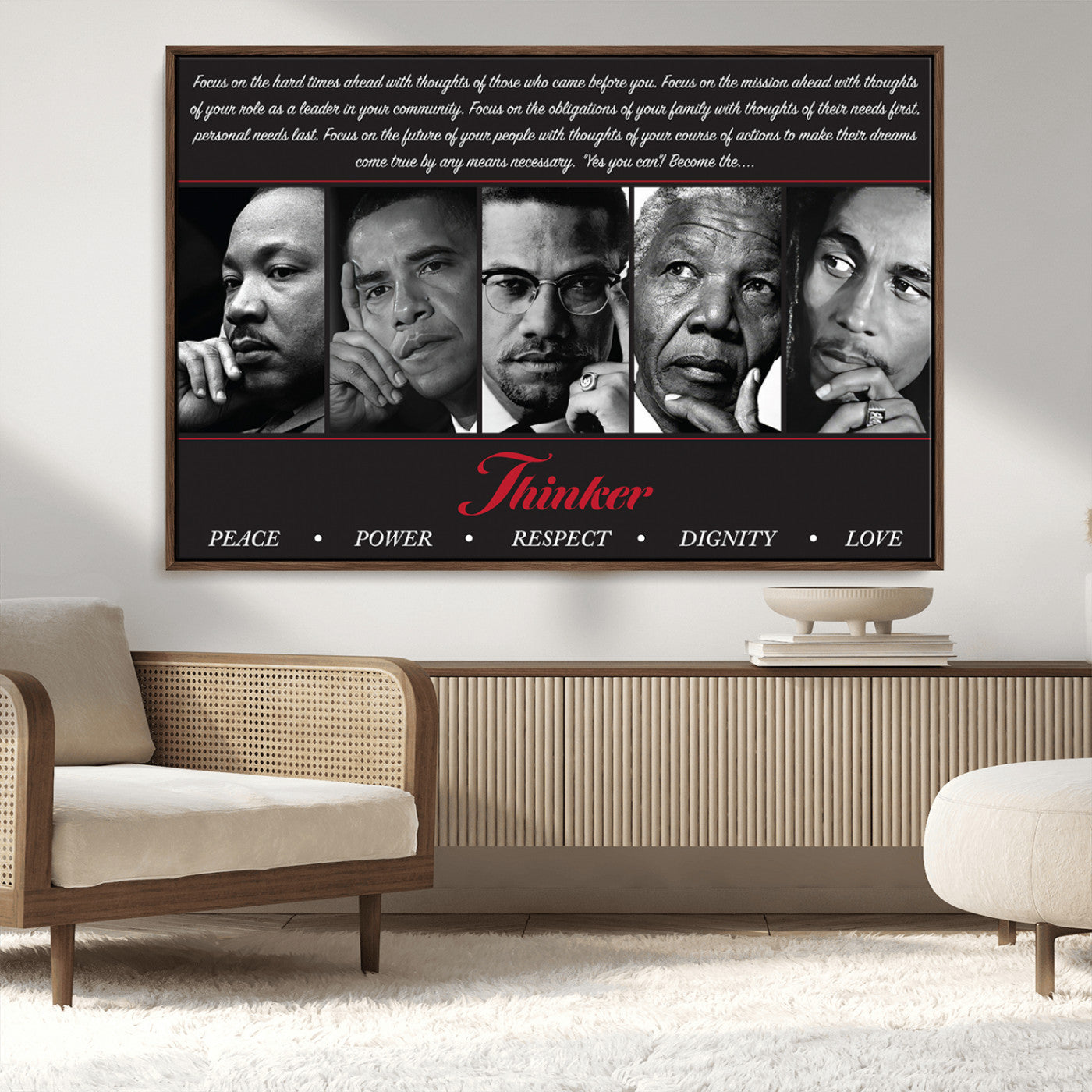 MGV-FC-36X24 - Thinker Peace Power Respect Dignity Wall Art | Thinkers of Changel Wall Art Featuring Icons of