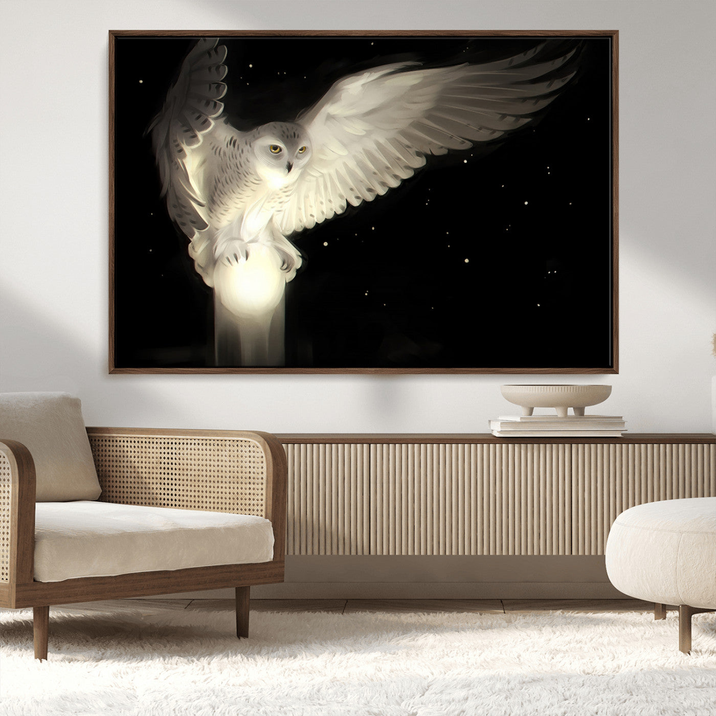MGV-FC-36X24 - Night Owl Art -  Illuminating the Darkness – Unique Animal-Inspired Wall Art for Modern Decor |