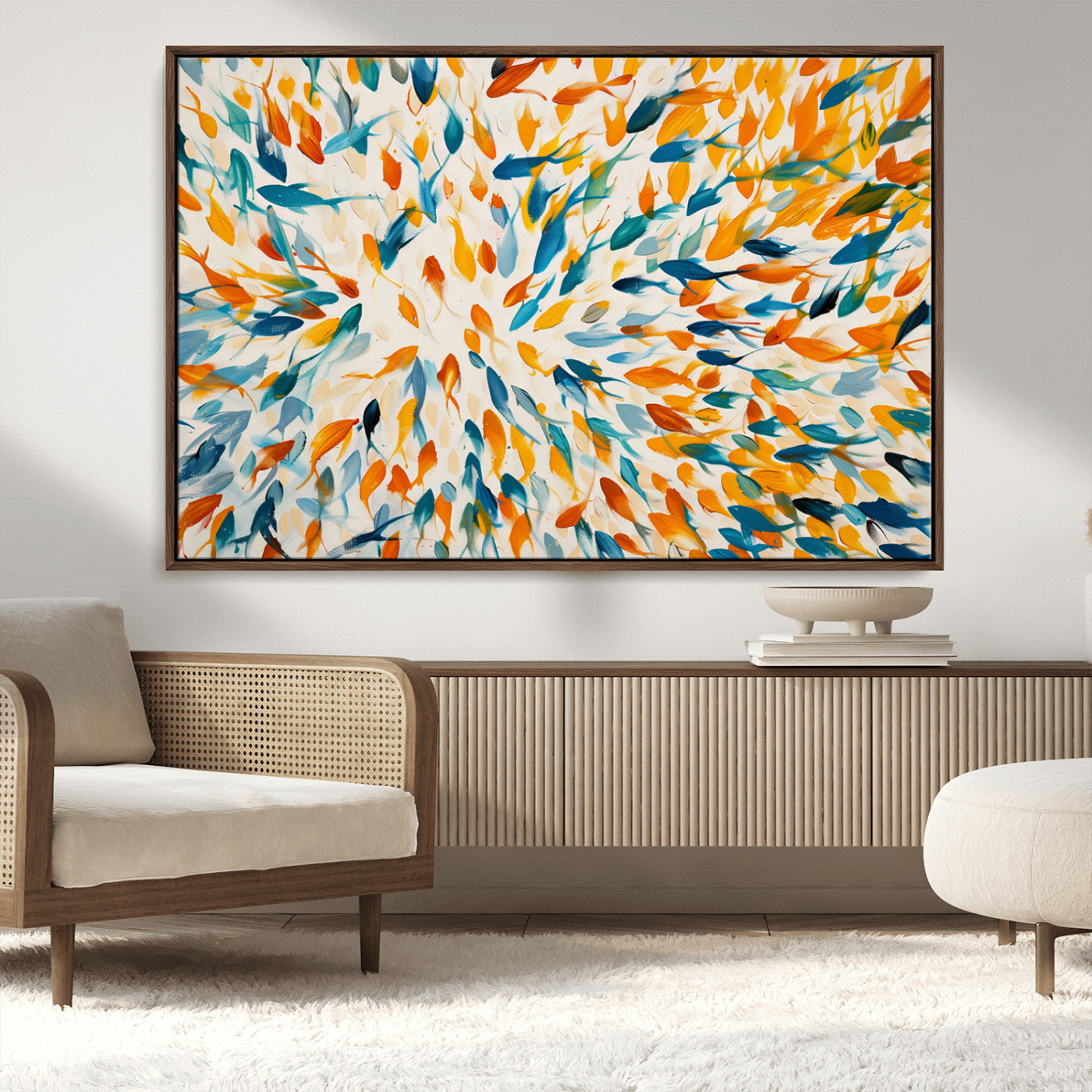-Colorful Fish Wall Art Print – Abstract Ocean-Inspired Wall Art for Modern Spaces | Framed Canvas,