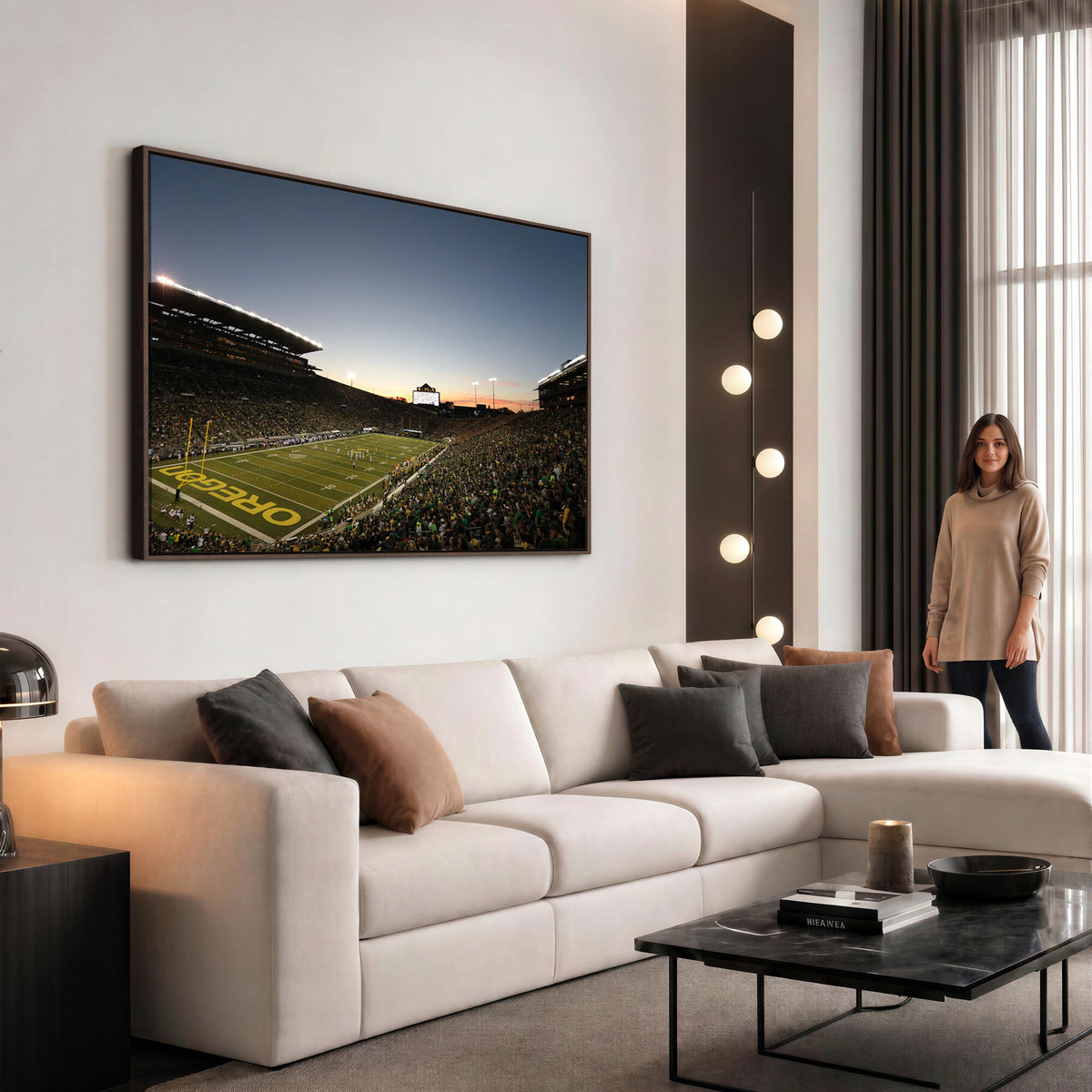 21429-MGV-CV-36X24 - Oregon Ducks Football Team Print - Eugene Autzen Stadium Wall Art Canvas Print