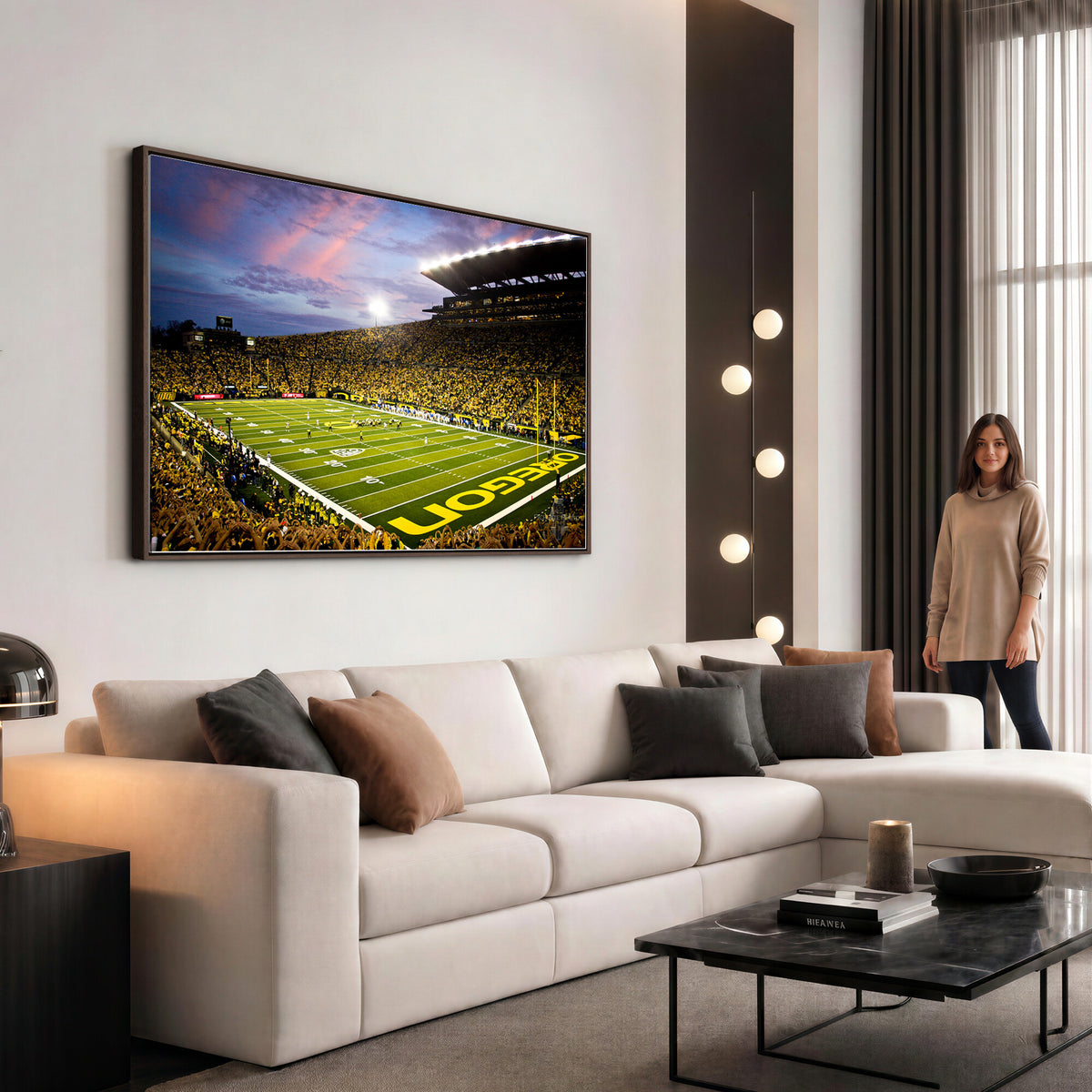 72017-MGV-CV-36X24 - University of Oregon Ducks Football Team Print, Eugene, Framed and Ready to Hang