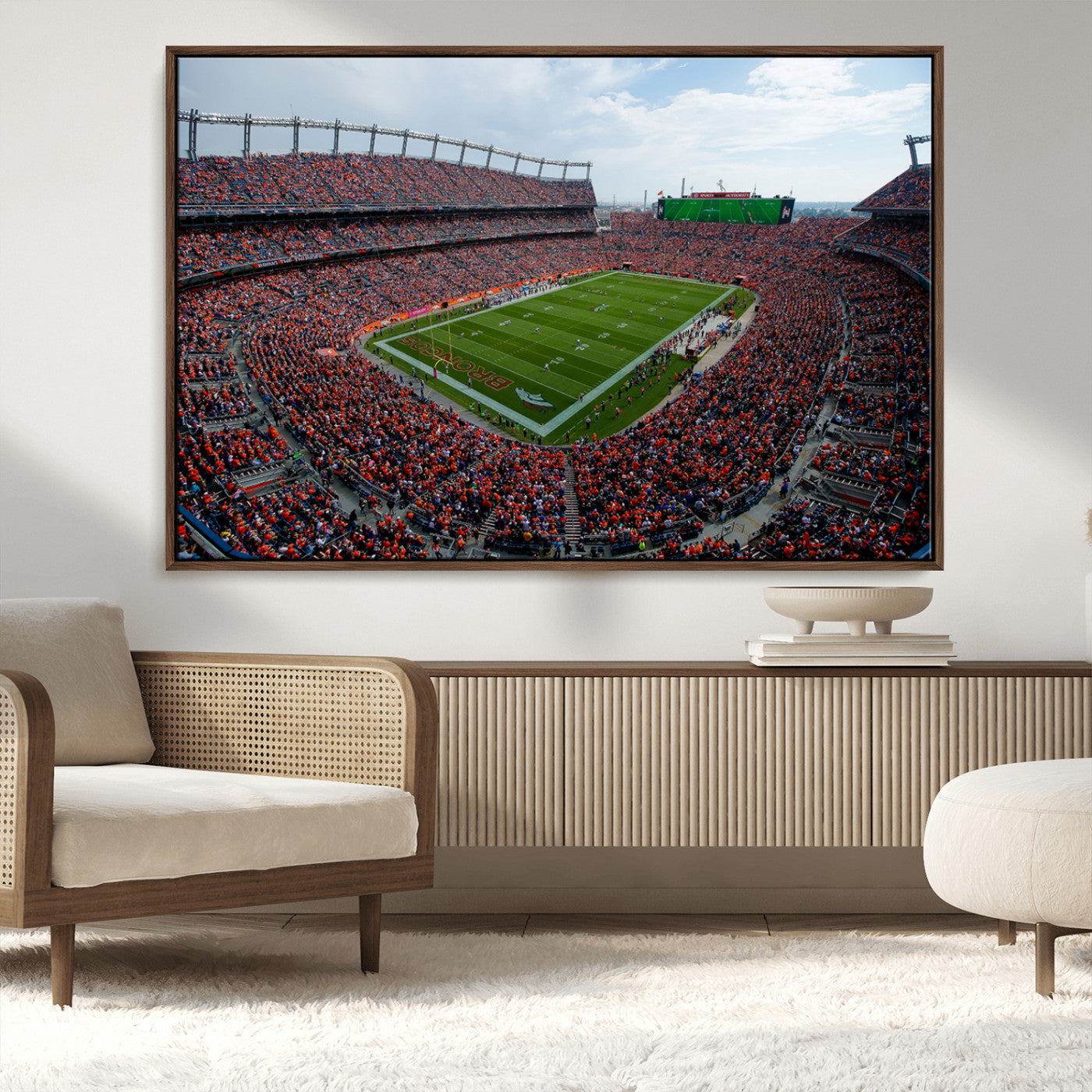 MGV-FC-36X24 - Denver Broncos Football Team Print - Empower Field Mile High Stadium Wall Art Canvas Print