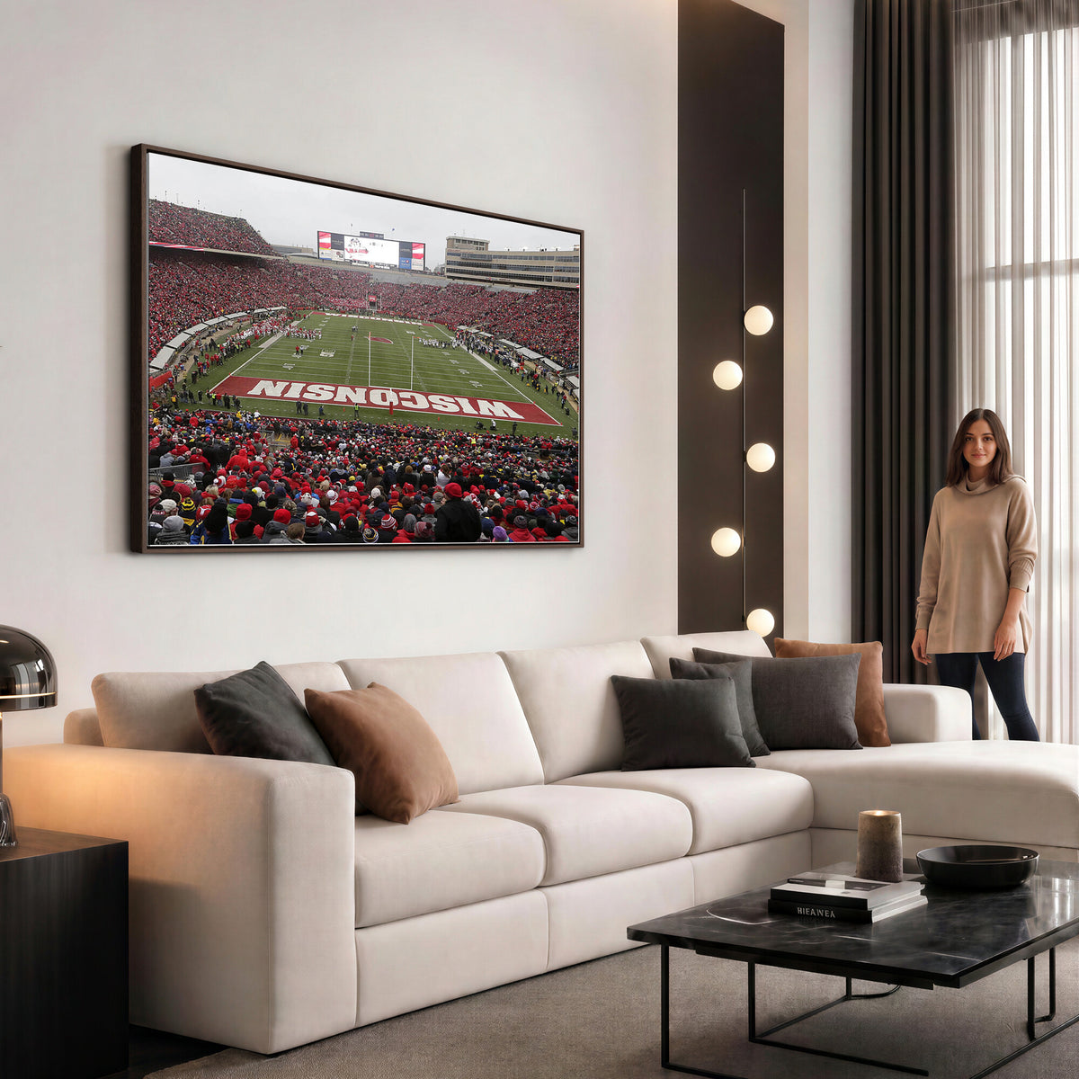 23461-MGV-CV-36X24 - Wisconsin Badgers Team Print Canvas, Madison Camp Randall Stadium Wall Art