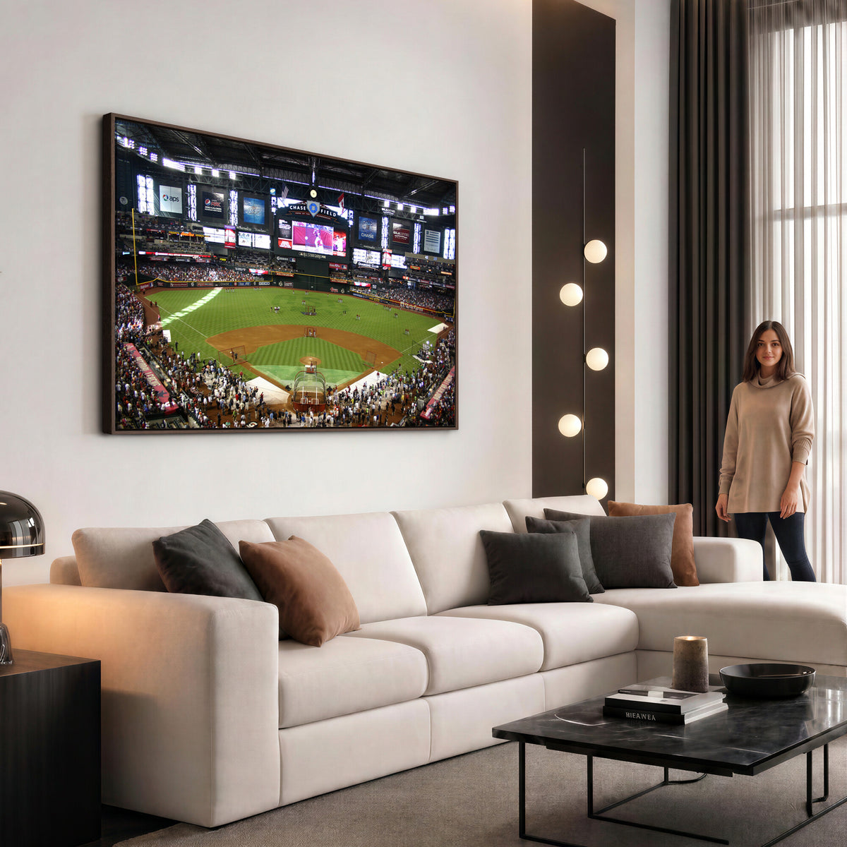 91630-MGV-CV-36X24 - Arizona Diamondbacks Baseball Team Print, Phoenix Chase Field Baseball Stadium Wall Art