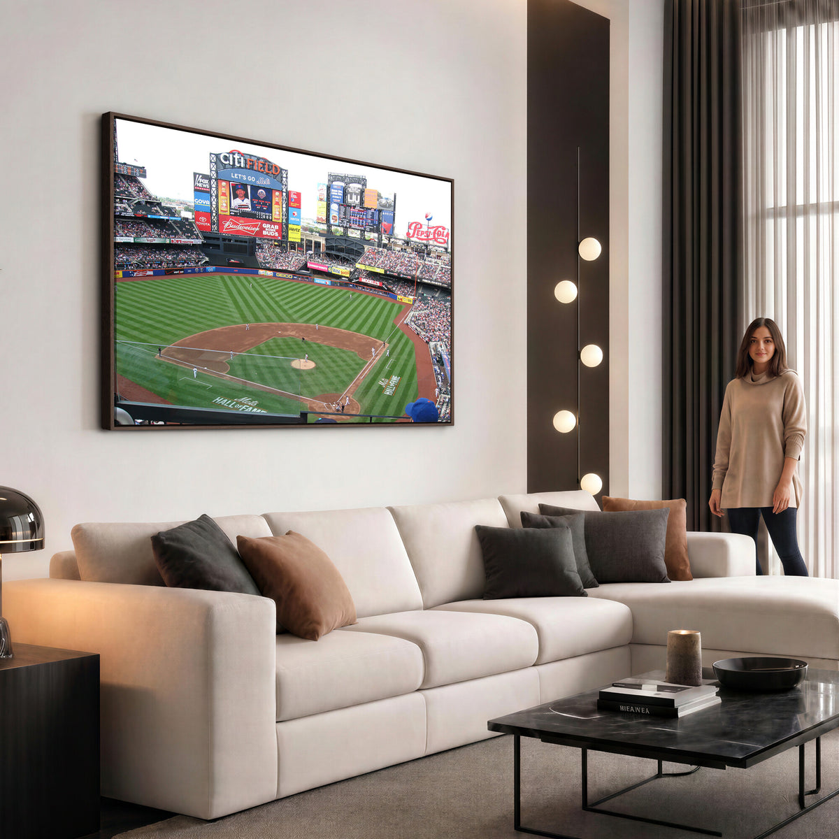 64829-MGV-CV-36X24 - New York Mets Baseball Team Print, Citi Field Baseball Stadium Wall Art