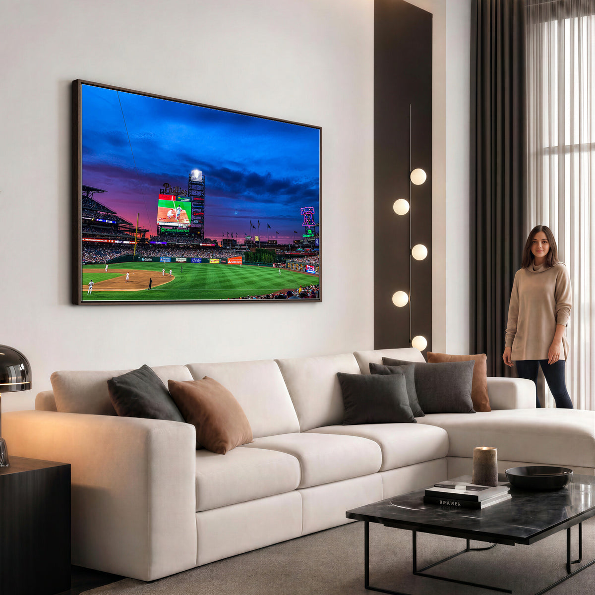 20427-MGV-CV-36X24 - Philadelphia Phillies Baseball Team Print, Citizens Bank Park, Extra Large Game Room Wall Decor