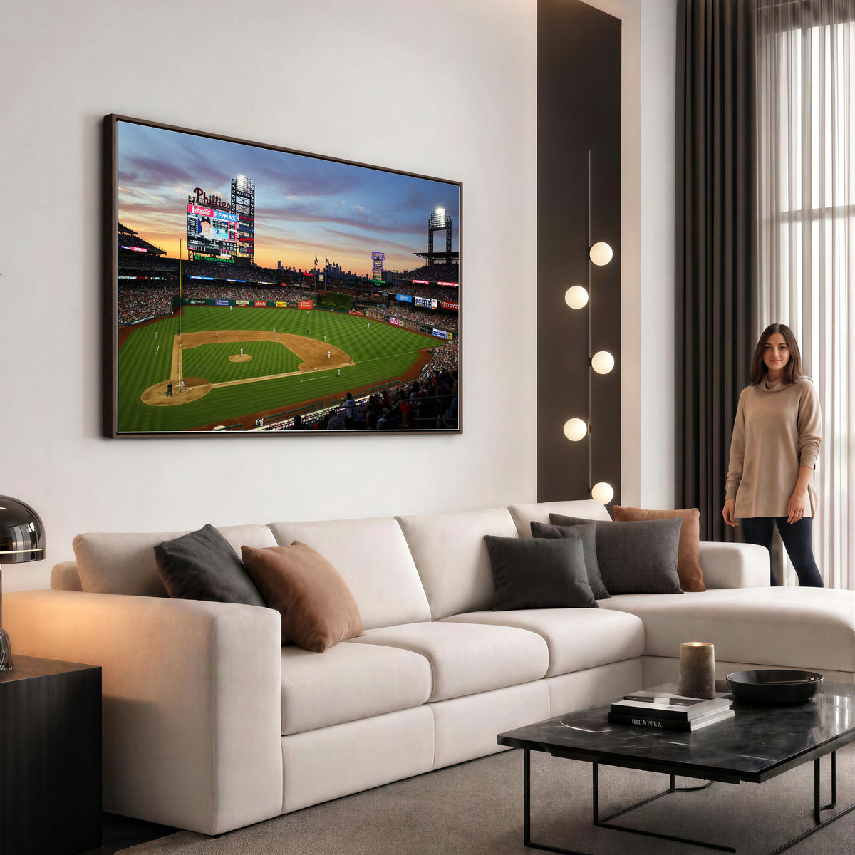 13778-MGV-CV-36X24 - Citizens Bank Park Philadelphia Phillies Wall Art Canvas | 3-Panel Canvas Print of Phillies Stadium