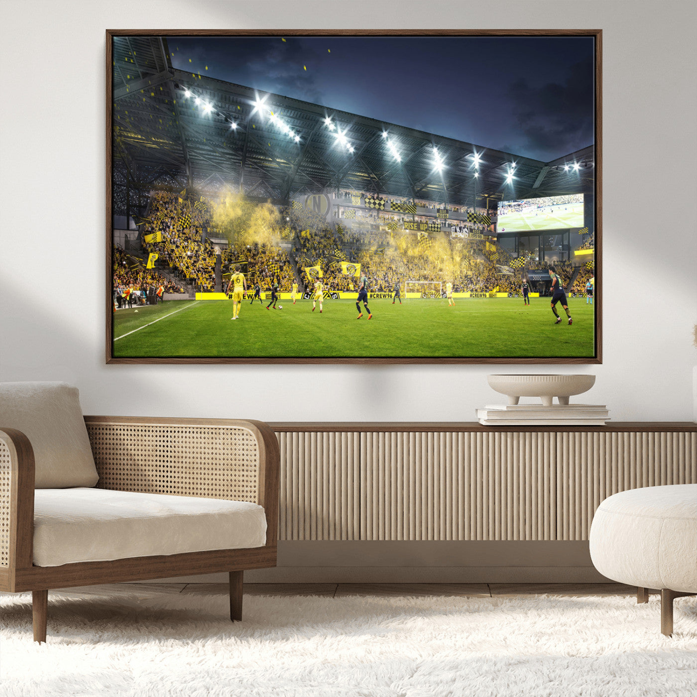MGV-FC-36X24 - Columbus Crew Stadium Match Triple Canvas Wall Art - Dynamic MLS Game Scene Canvas Wall Art