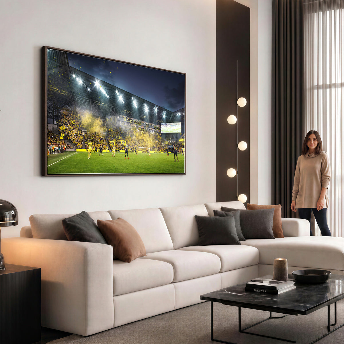 65820-MGV-CV-36X24 - Columbus Crew Stadium Match Triple Canvas Wall Art - Dynamic MLS Game Scene Canvas Wall Art