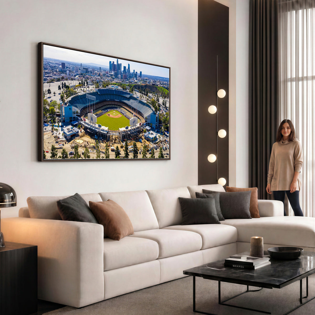 58596-MGV-CV-36X24 - Los Angeles Dodgers Dodger Stadium Wall Art Canvas Print, Extra Large Game Room Wall Decor