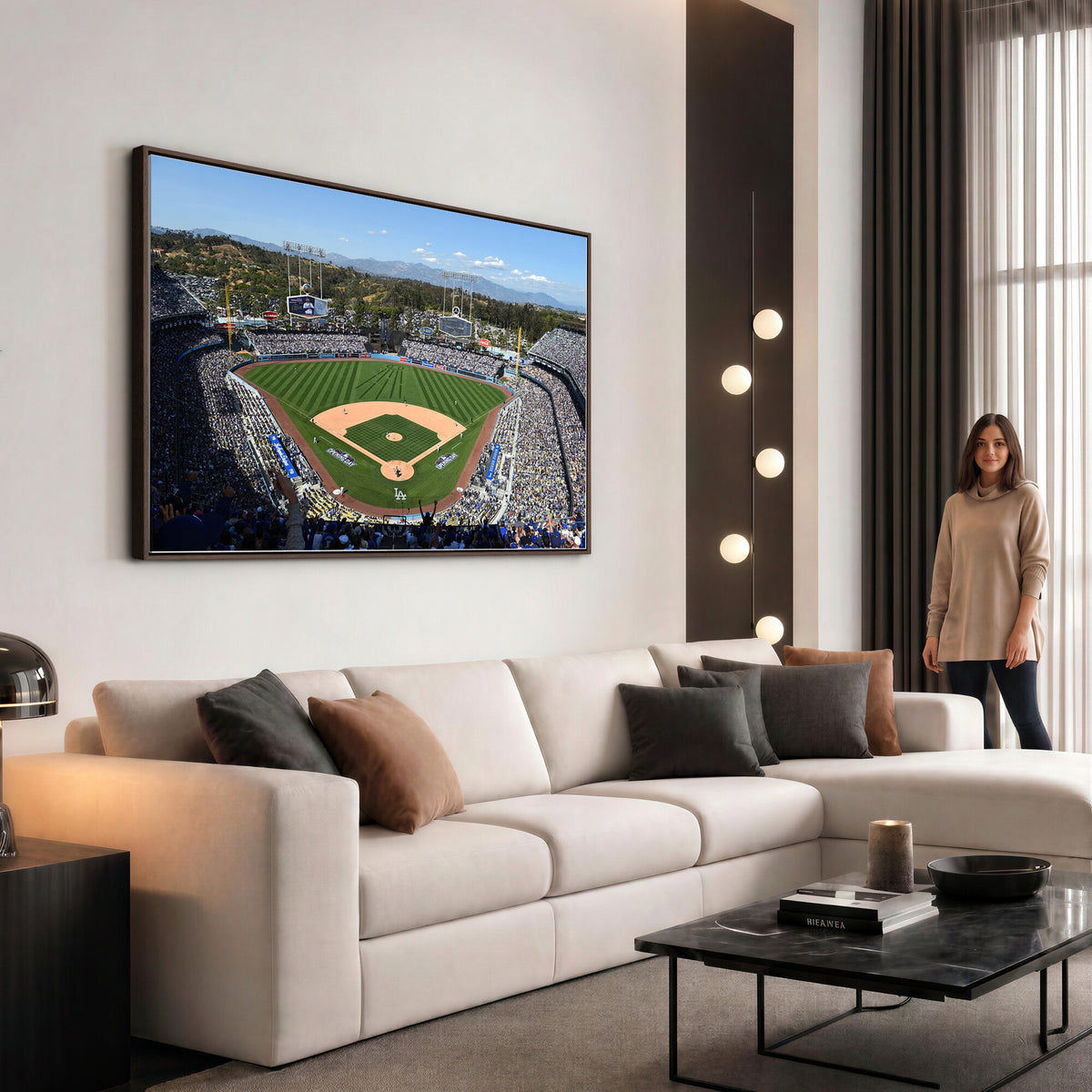 20436-MGV-CV-36X24 - Los Angeles Dodgers Dodger Stadium Wall Art Canvas Print, Framed and Ready to Hang