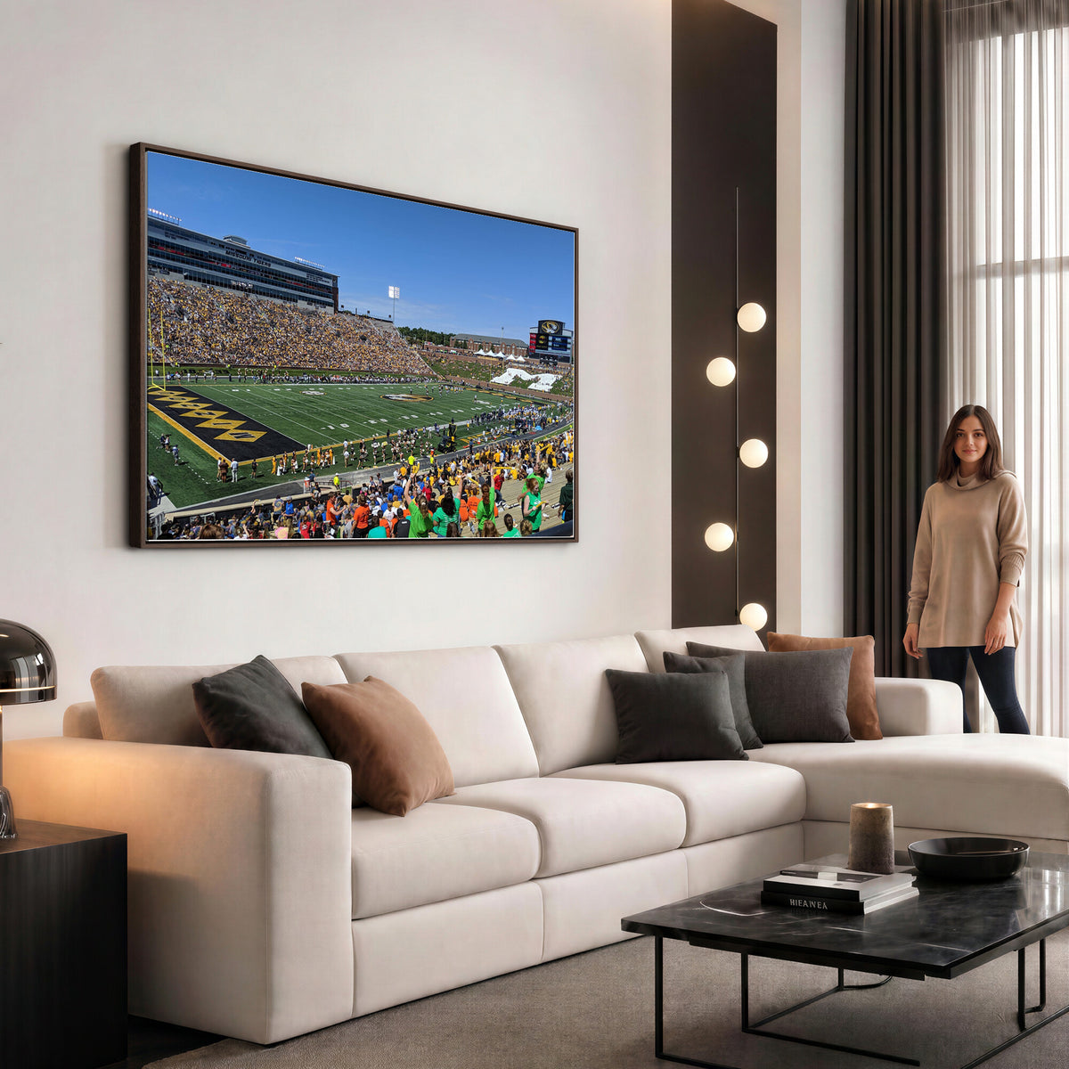 38399-MGV-CV-36X24 - University of Missouri Tigers Football Team Print, Columbia Faurot Field Memorial Stadium Wall Art