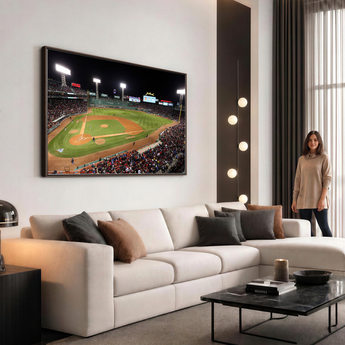 41158-MGV-CV-36X24 - Boston Red Sox Baseball Team Print, Massachusetts Fenway Park Stadium Wall Art