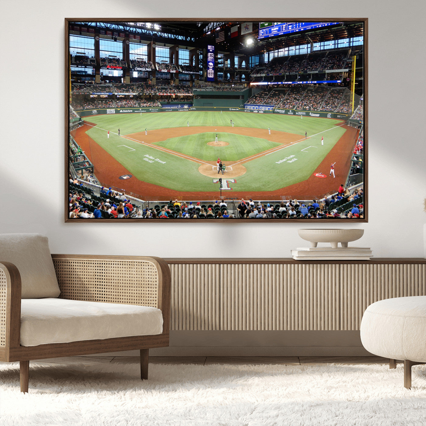 MGV-FC-36X24 - Texas Rangers Baseball Team Print - Arlington Globe Life Field Stadium Canvas Print Wall Art