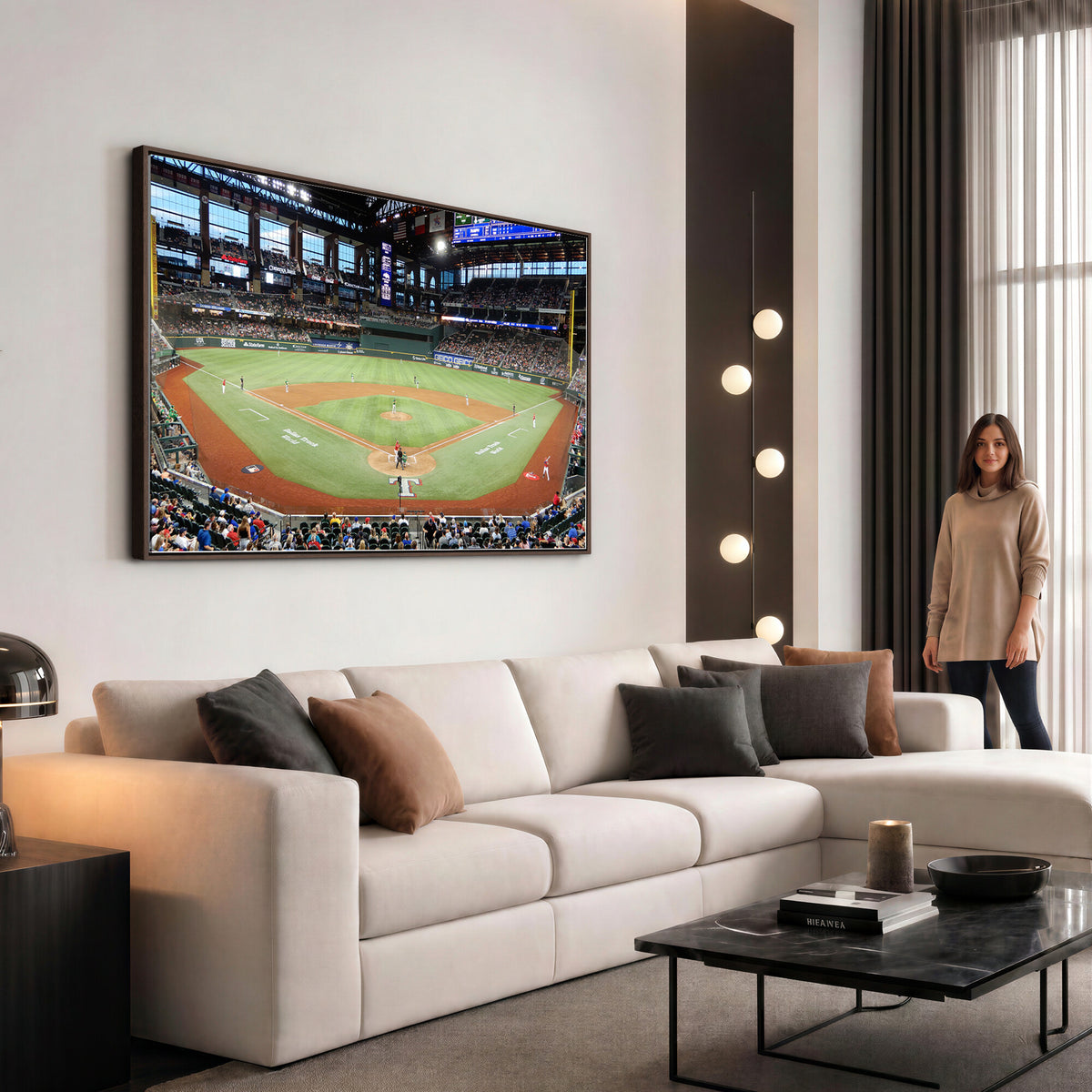 78468-MGV-CV-36X24 - Texas Rangers Baseball Team Print, Arlington Globe Life Field Stadium Wall Art