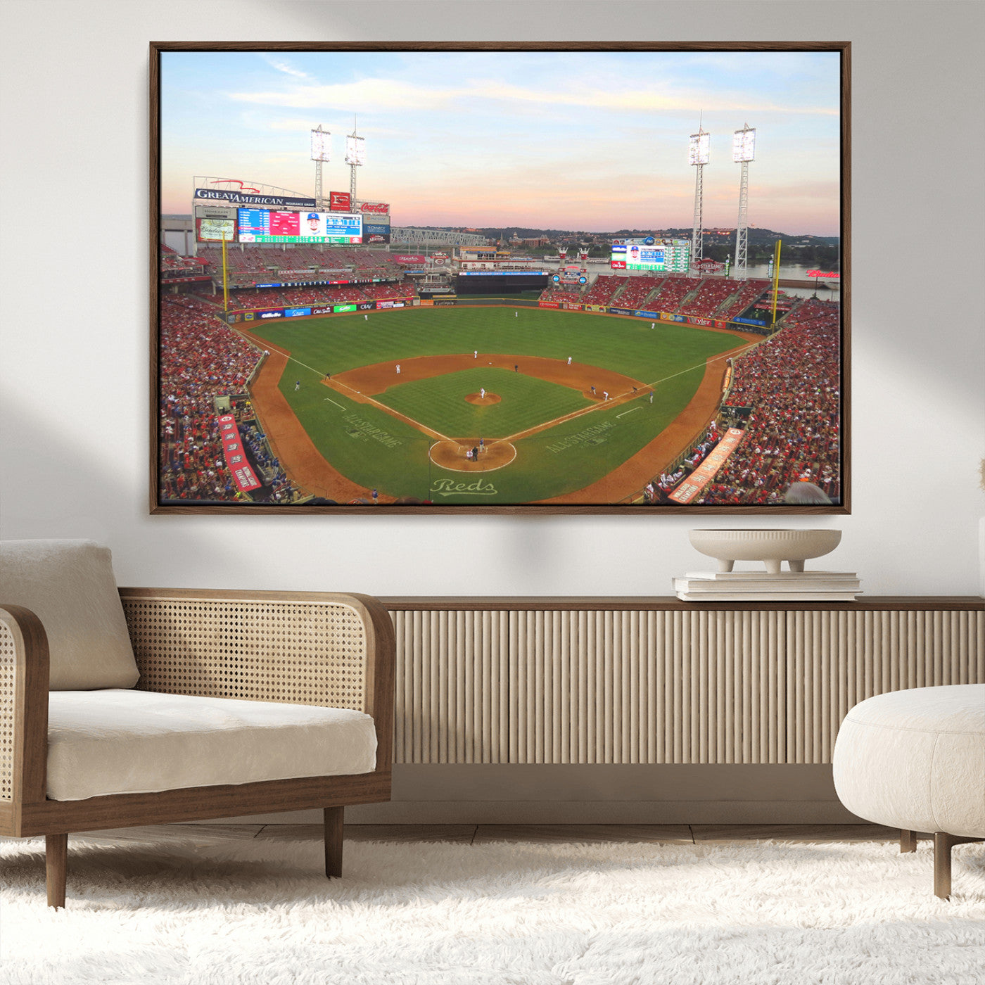 MGV-FC-36X24 - Cincinnati Reds Baseball Print Canvas- Cincinnati Great American Ball Park Stadium Wall Art Canvas