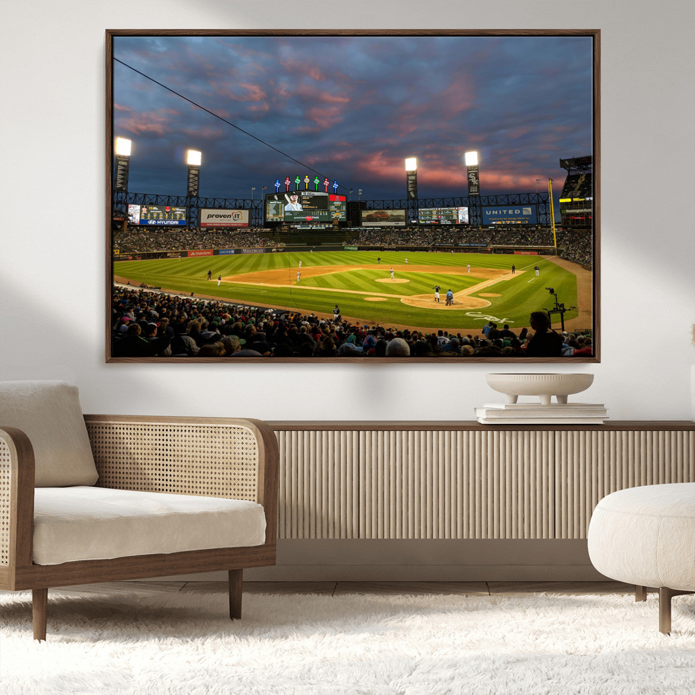 MGV-FC-36X24 - Chicago White Sox Baseball Team Print Canvas- Guaranteed Rate Field Stadium Wall Art Canvas Print