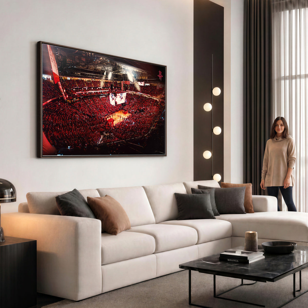 91527-MGV-CV-36X24 - Houston Rockets Basketball Team Print Canvas, Houston Toyota Center Arena Wall Art