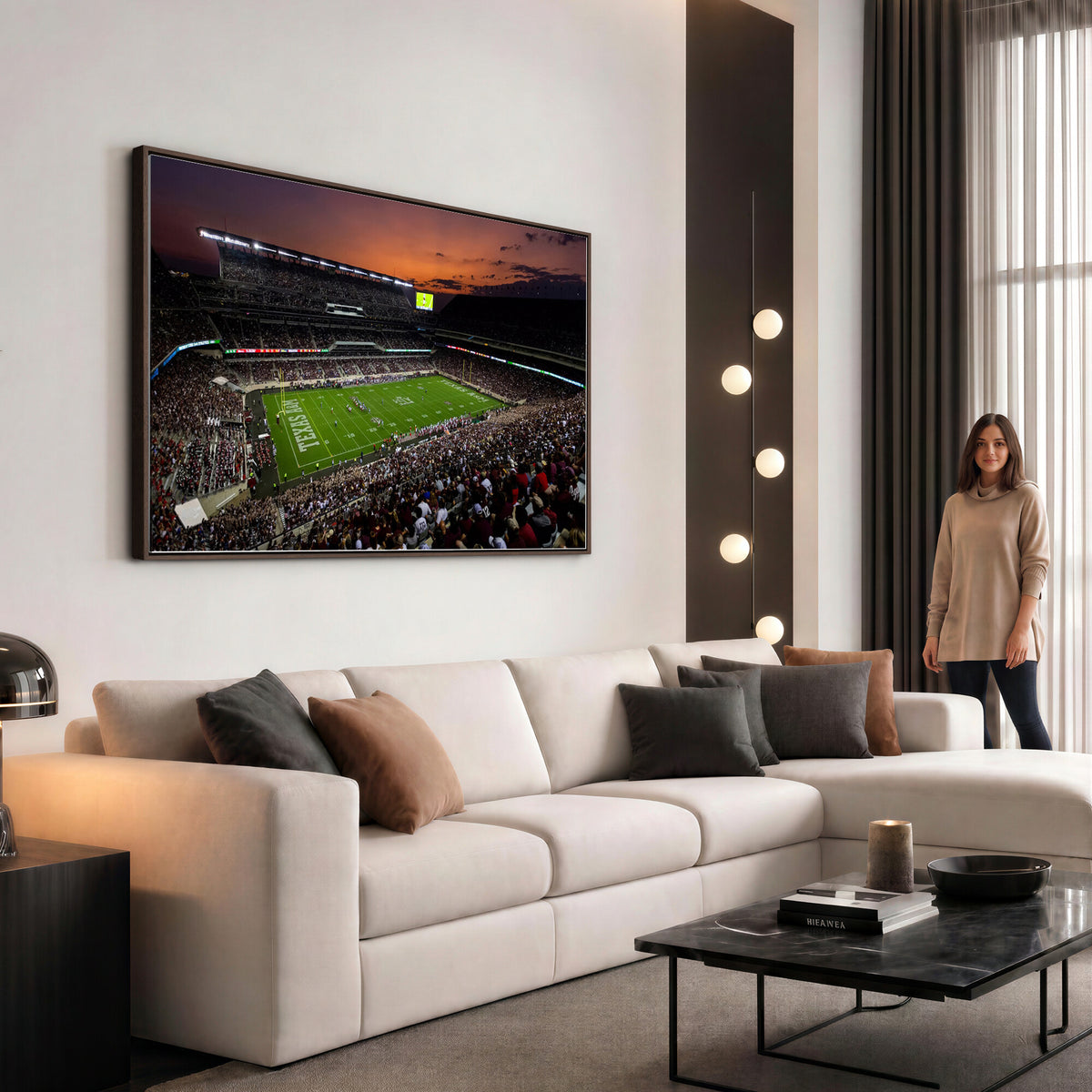 45603-MGV-CV-36X24 - Texas A&M University Aggies Football Team Print, College Station Kyle Field Stadium Wall Art