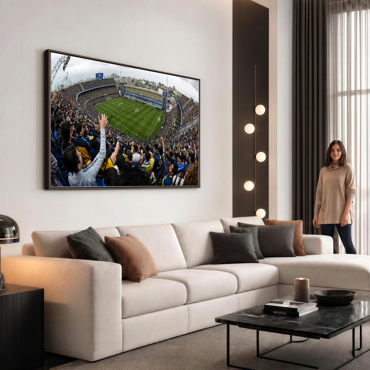 23173-MGV-CV-36X24 - Boca Juniors Soccer Team Print, Buenos Aires Bombonera, Framed and Ready to Hang