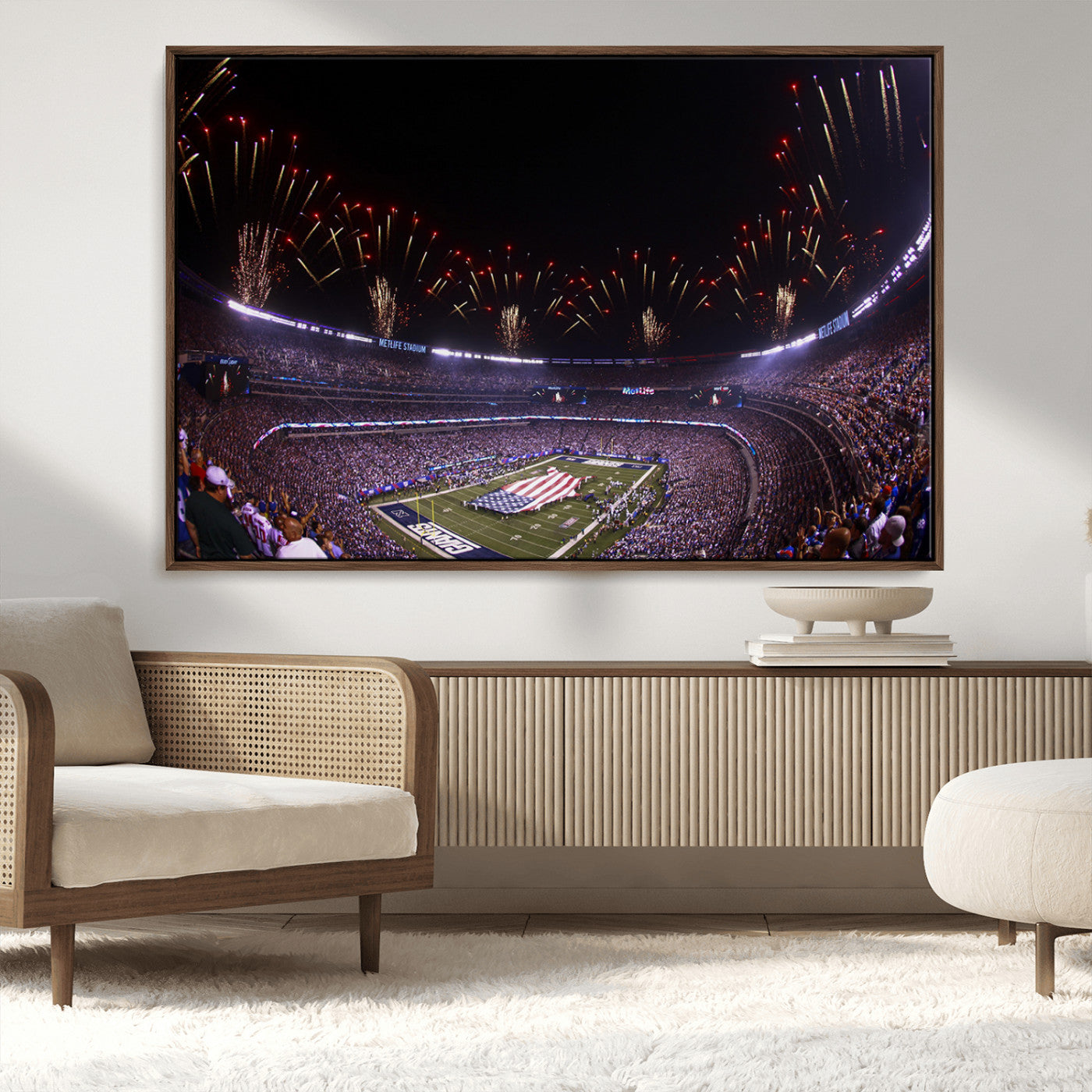 MGV-FC-36X24 - New York Giants Football Team Print - East Rutherford MetLife Stadium Wall Art Canvas Print