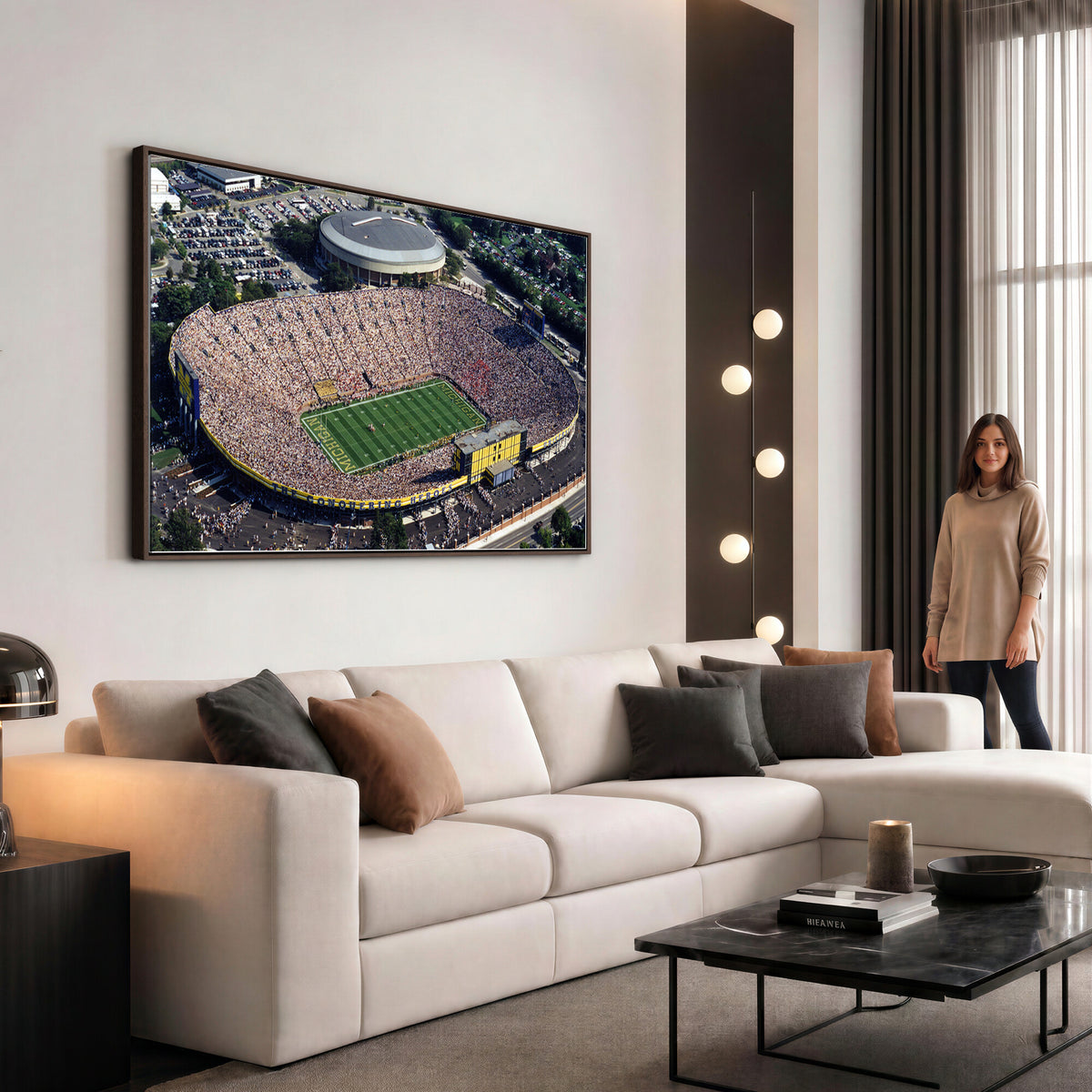 27314-MGV-CV-36X24 - Michigan Wolverines Football Team Print, Ann Arbor Michigan Stadium Wall Art