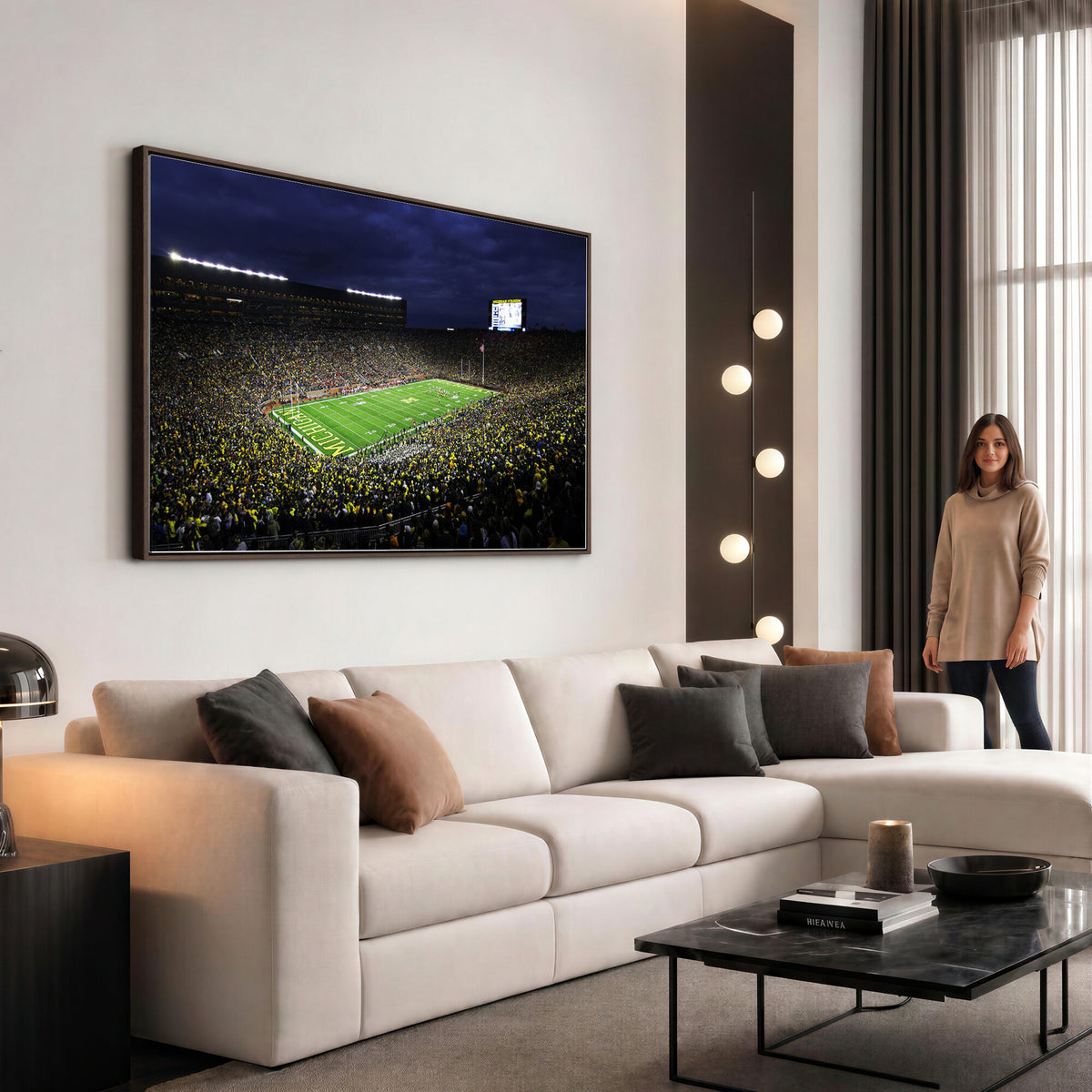 15448-MGV-CV-36X24 - Michigan Wolverines Football Canvas Wall Decor, Football Team Print, Ann Arbor Michigan Stadium