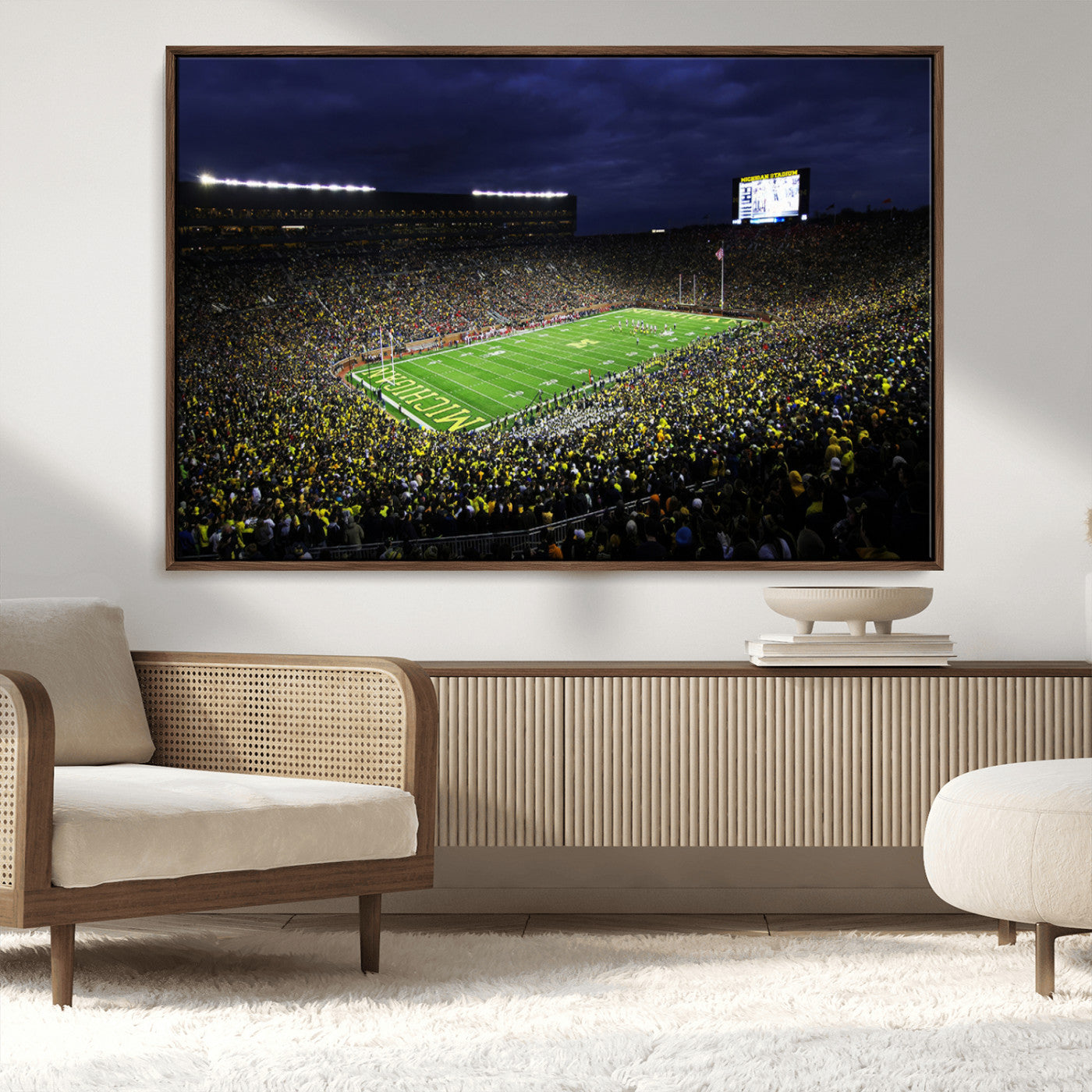 MGV-FC-36X24 - Michigan Wolverines Football Canvas Wall Decor, Football Team Print - Ann Arbor Michigan Stadium