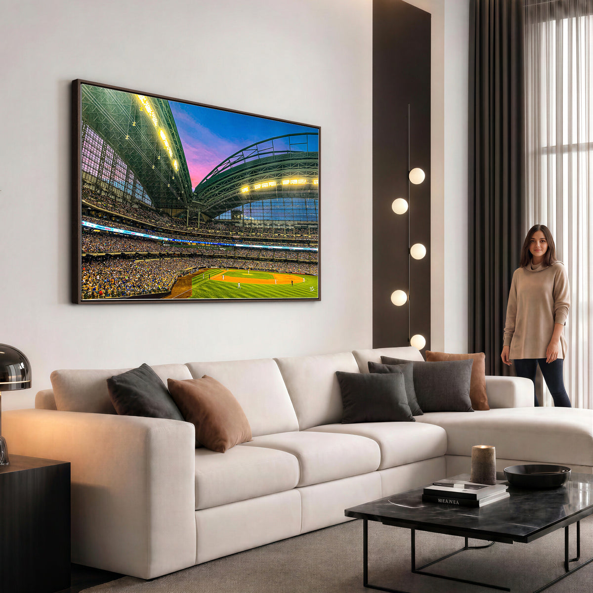17006-MGV-CV-36X24 - Milwaukee Brewers Baseball Team Print Canvas, American Family Field Stadium Wall Art