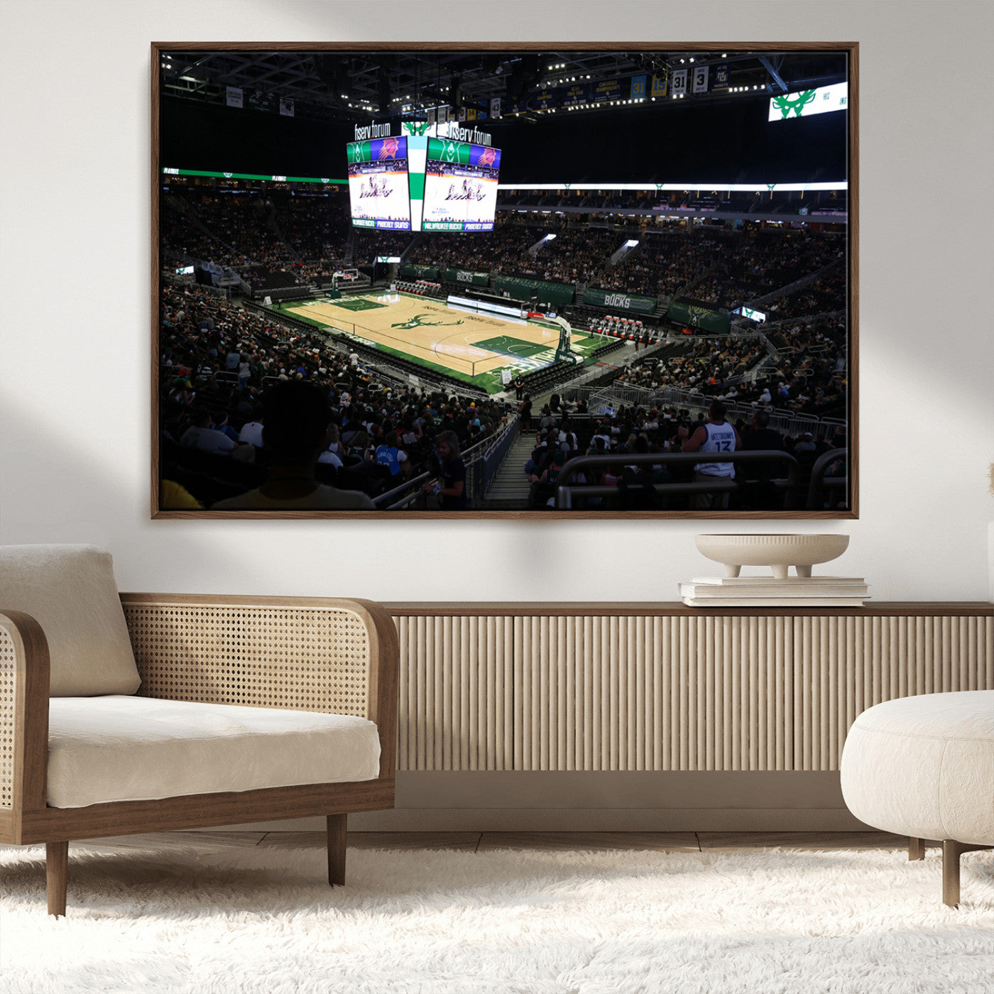 MGV-FC-36X24 - Milwaukee Bucks Basketball Print - Fiserv Forum Stadium Wall Art Canvas Print