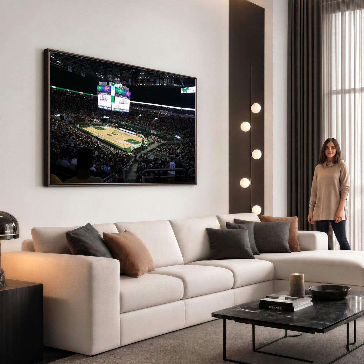 69882-MGV-CV-36X24 - Milwaukee Bucks Basketball Print, Fiserv Forum Stadium Wall Art