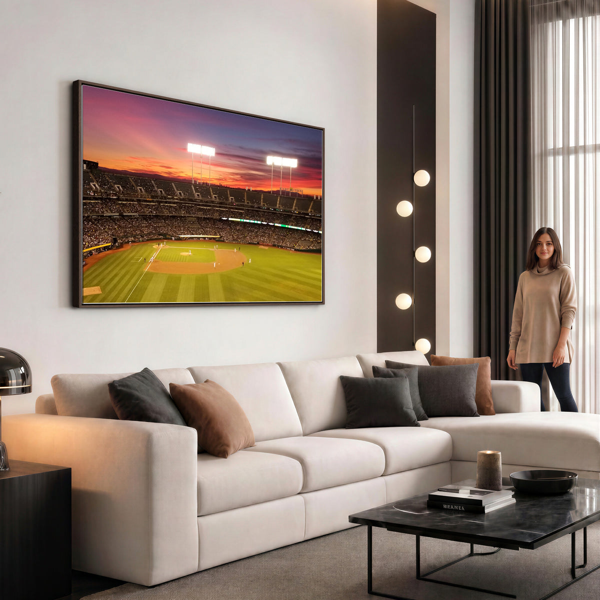 73718-MGV-CV-36X24 - Oakland Athletics Baseball Team Print, Oakland Coliseum