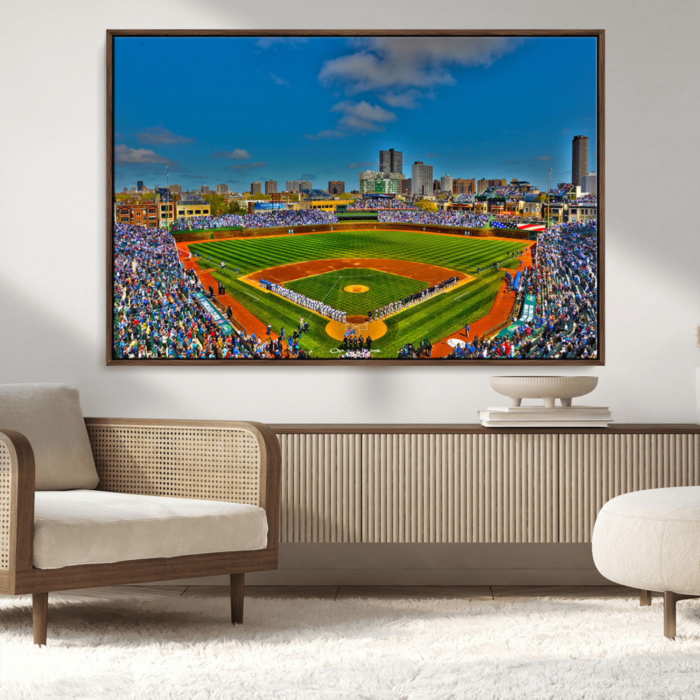 MGV-FC-36X24 - Wrigley Field Chicago Cubs Canvas Wall Art - Iconic Baseball Stadium Print for Sports Lovers - Ready