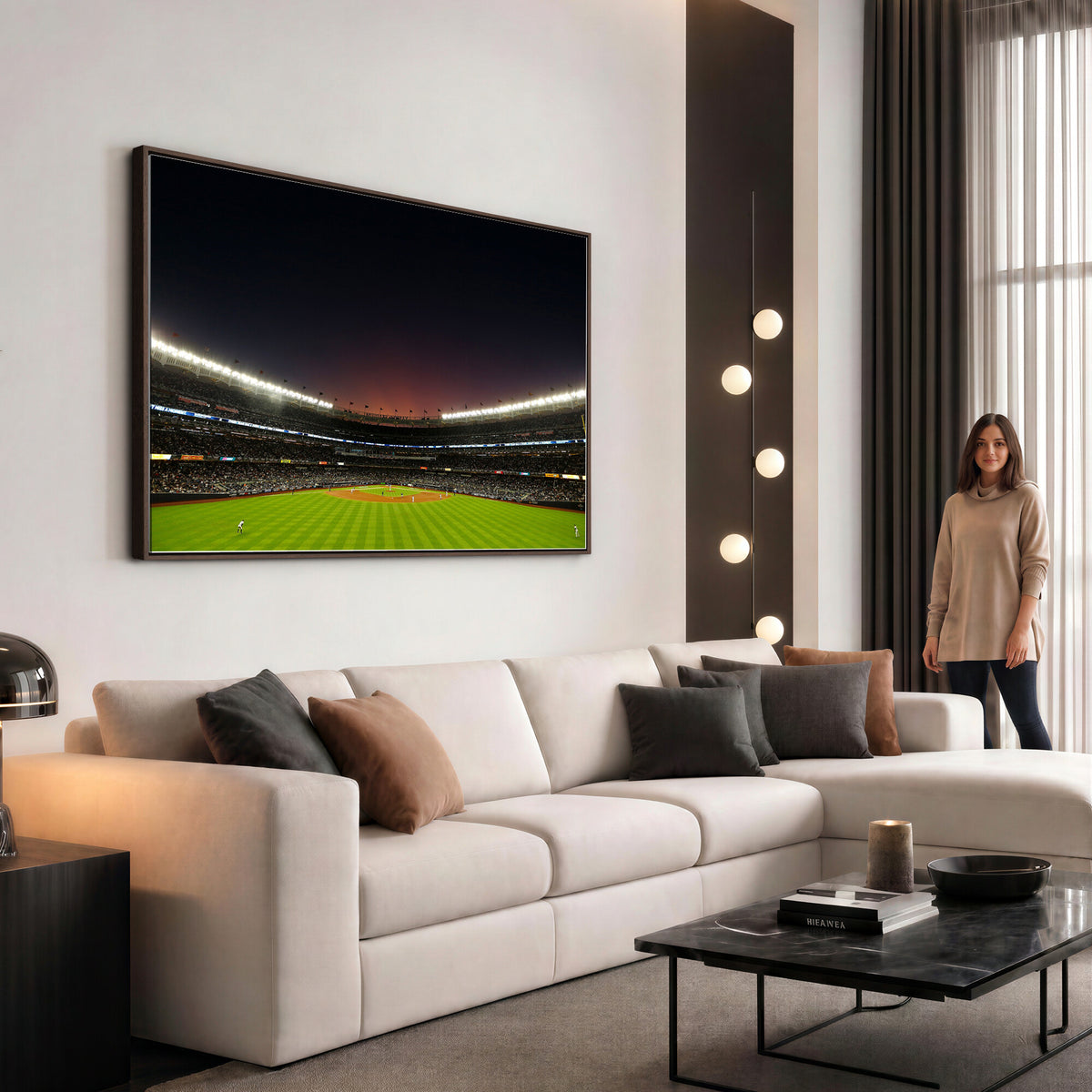 59138-MGV-CV-36X24 - Yankee Stadium Night Game Triple Canvas, New York Yankees Stadium Wall Art