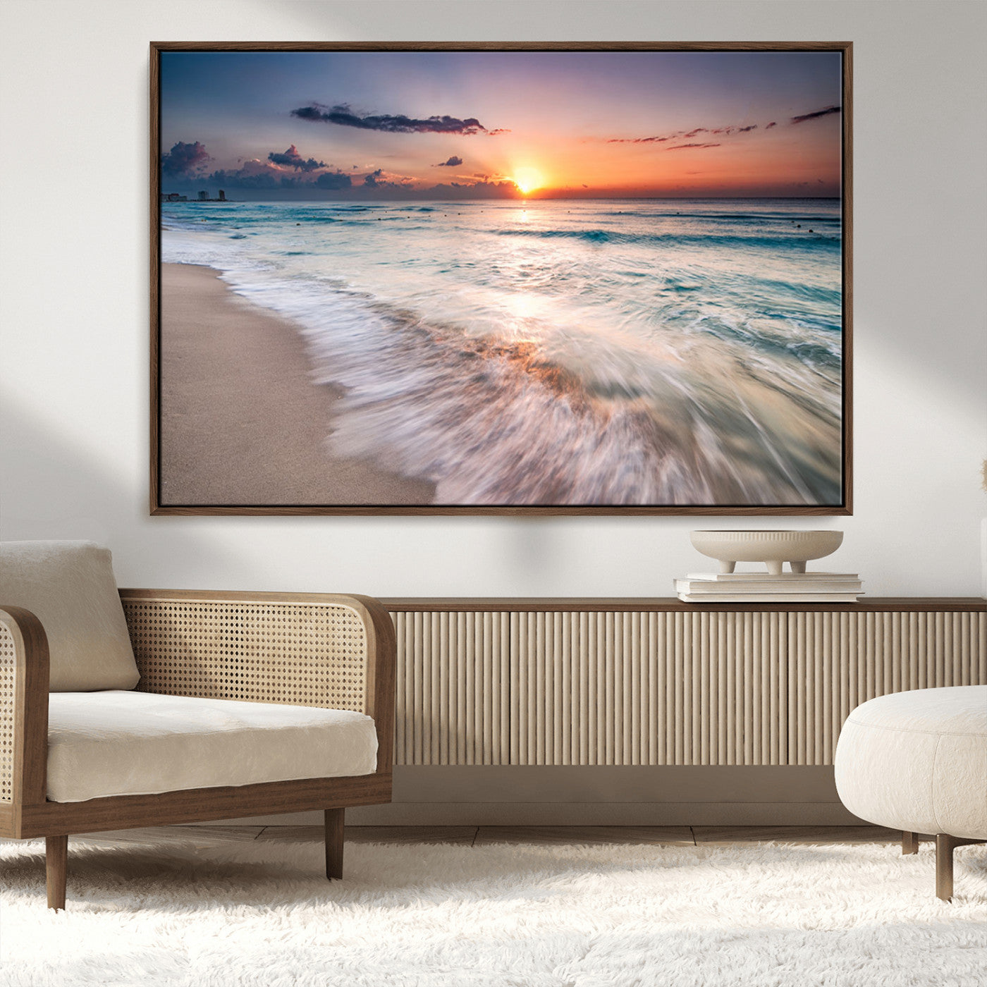 MGV-FC-36X24 - Sunset Beach Wall Art – Soothing Coastal Landscape, Ready to Hang for Tranquil Home Decor
