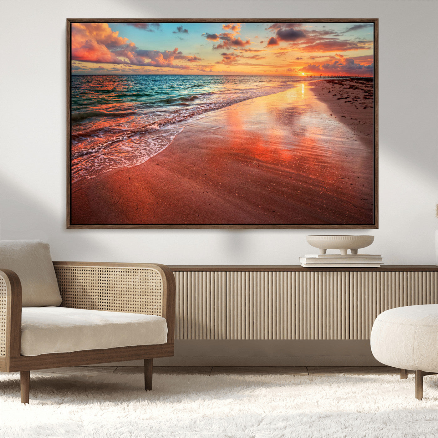 MGV-FC-36X24 - Sunset Beach Wall Art | Ocean Canvas Print | Coastal Wall Art | Tranquil Sunset Canvas Print