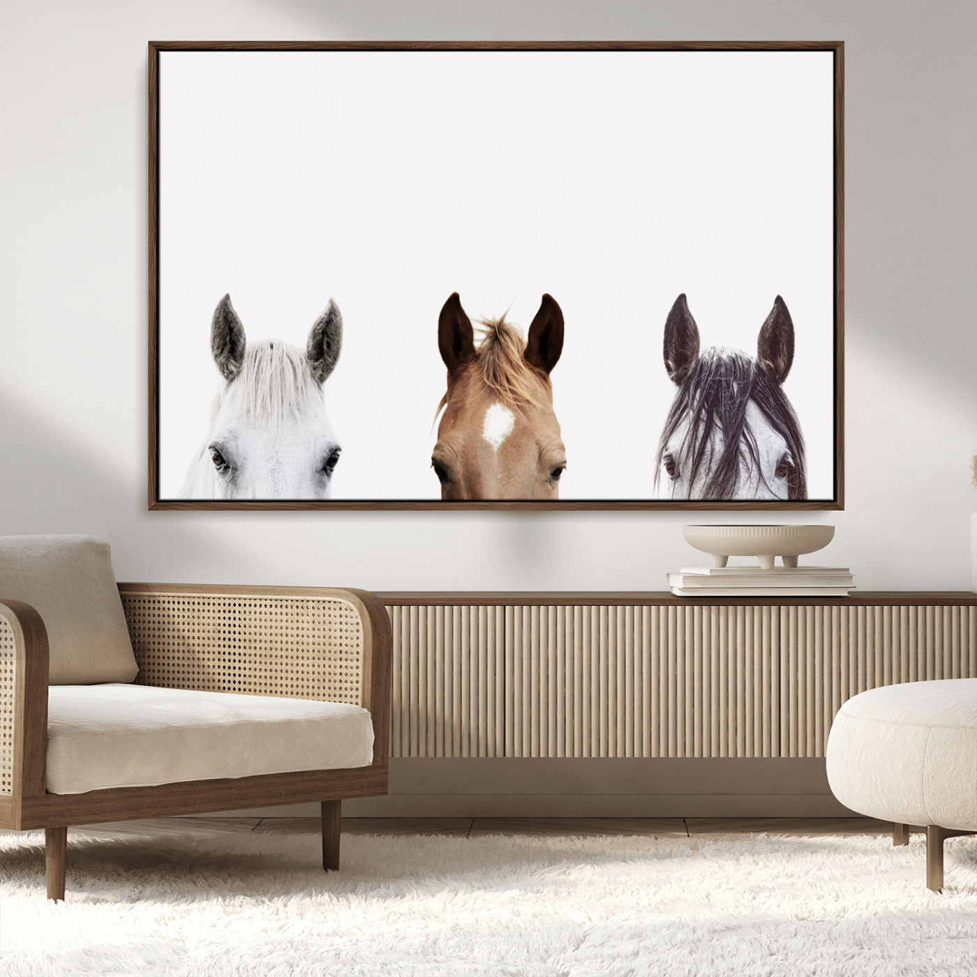 MGV-FC-36X24 - Horse Prints Set, Set of 3 Horse Wall Art, Horses Portraits, Farmhouse Wall Art, Farm Animals