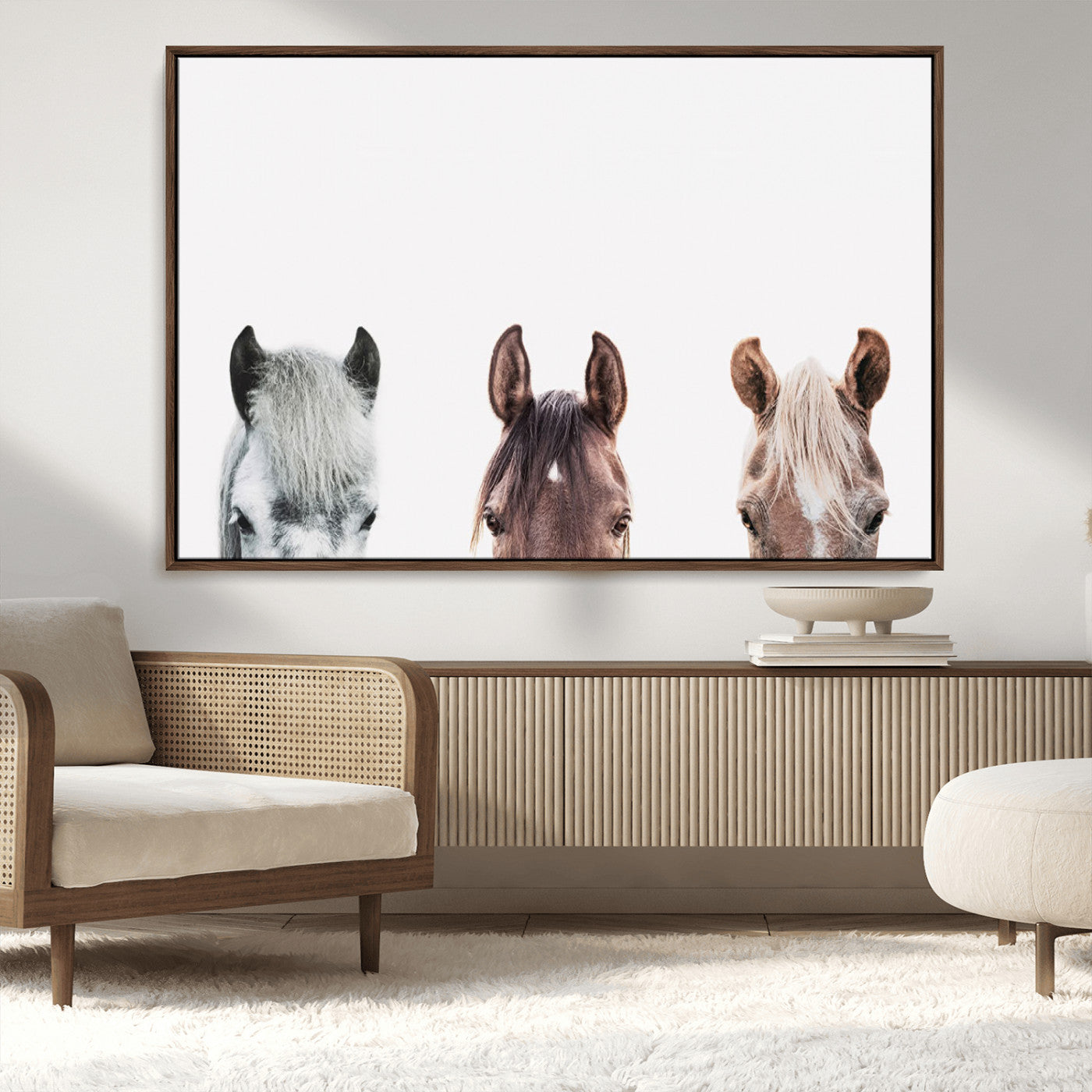 MGV-FC-36X24 - Horse Wall Art - Minimalist Horse Triptych Wall Art – Modern 3-Panel Giclée Canvas Featuring Horse