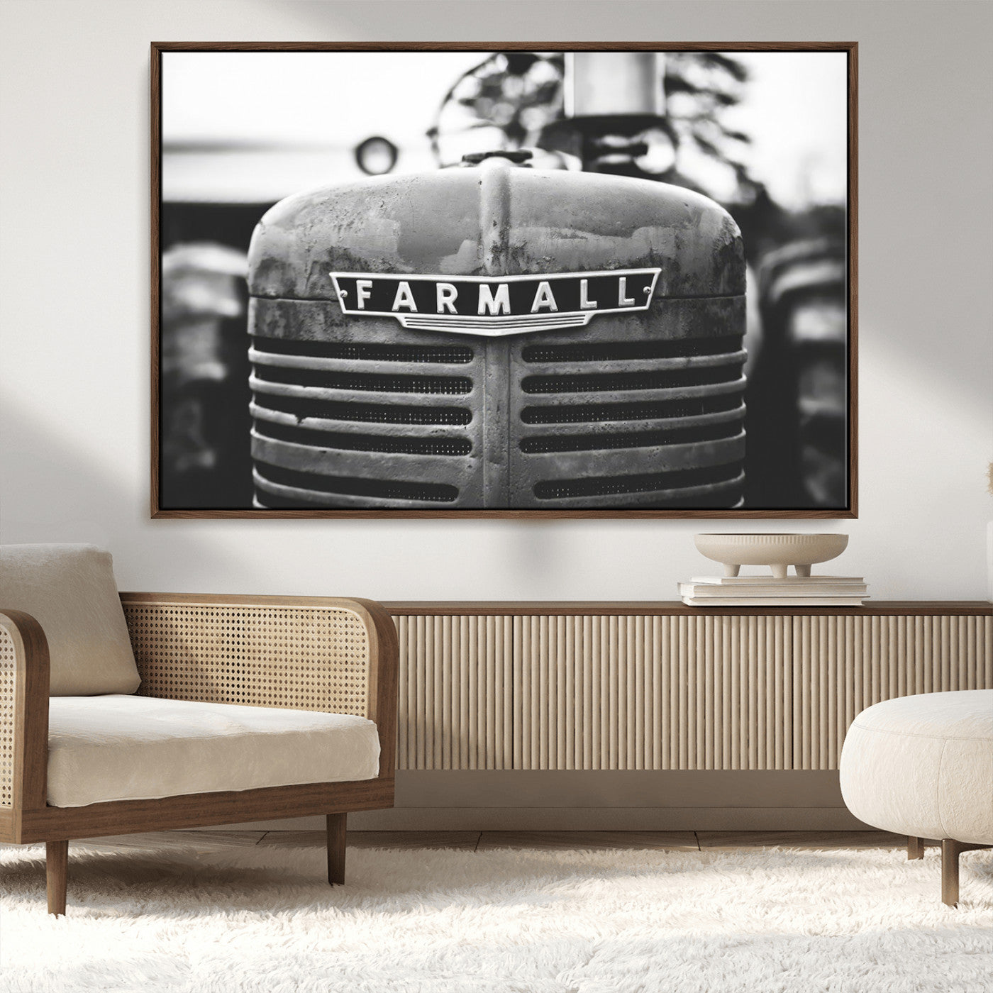 MGV-FC-36X24 - Vintage Farmall Tractor Wall Art Canvas Print, Rustic Farmhouse Decor Ready to Hang