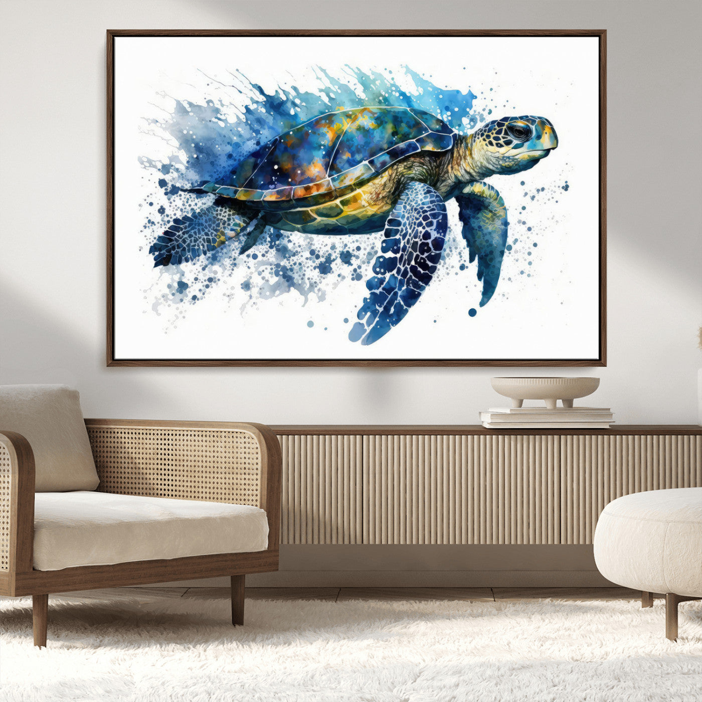 MGV-FC-36X24 - Watercolor Turtle Wall Art Canvas Print for Decoration