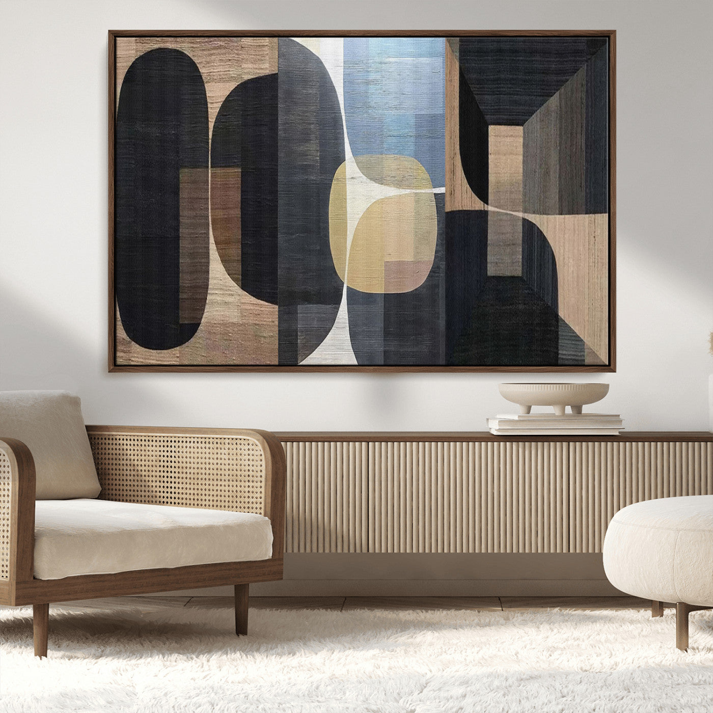 MGV-FC-36X24 - Minimalist Wabi Sabi Abstract Geometric Wall Art Canvas Print – Modern Minimalist Shapes – Ready to