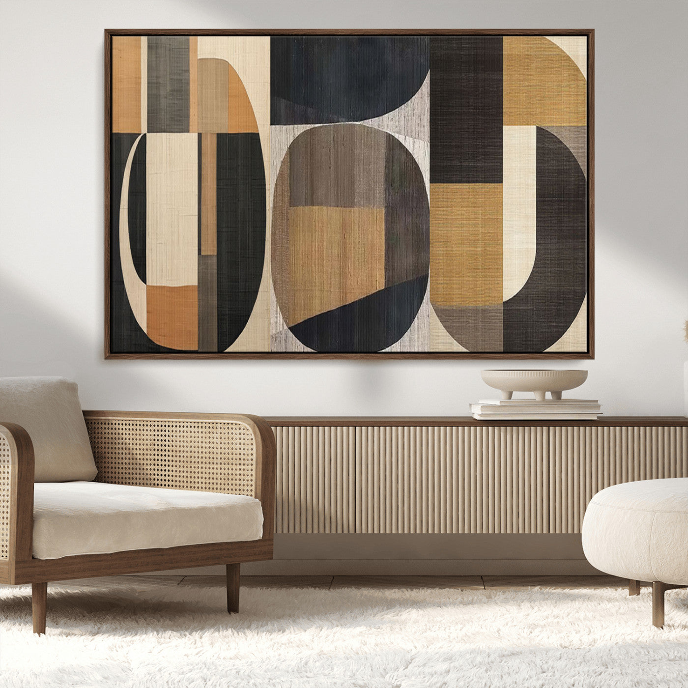 MGV-FC-36X24 - Modern Brown Wabi Sabi Abstract Wall Art Canvas Print Set, Minimalist Wall Art