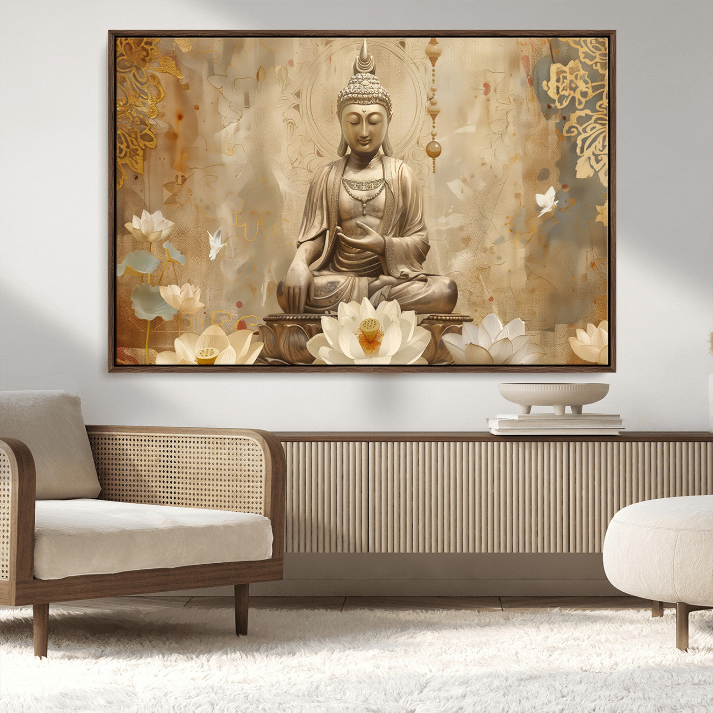 MGV-FC-36X24 - Buddha Wall Art Canvas Print, Buddha Meditation Room Decor, Yoga Room Wall Decor